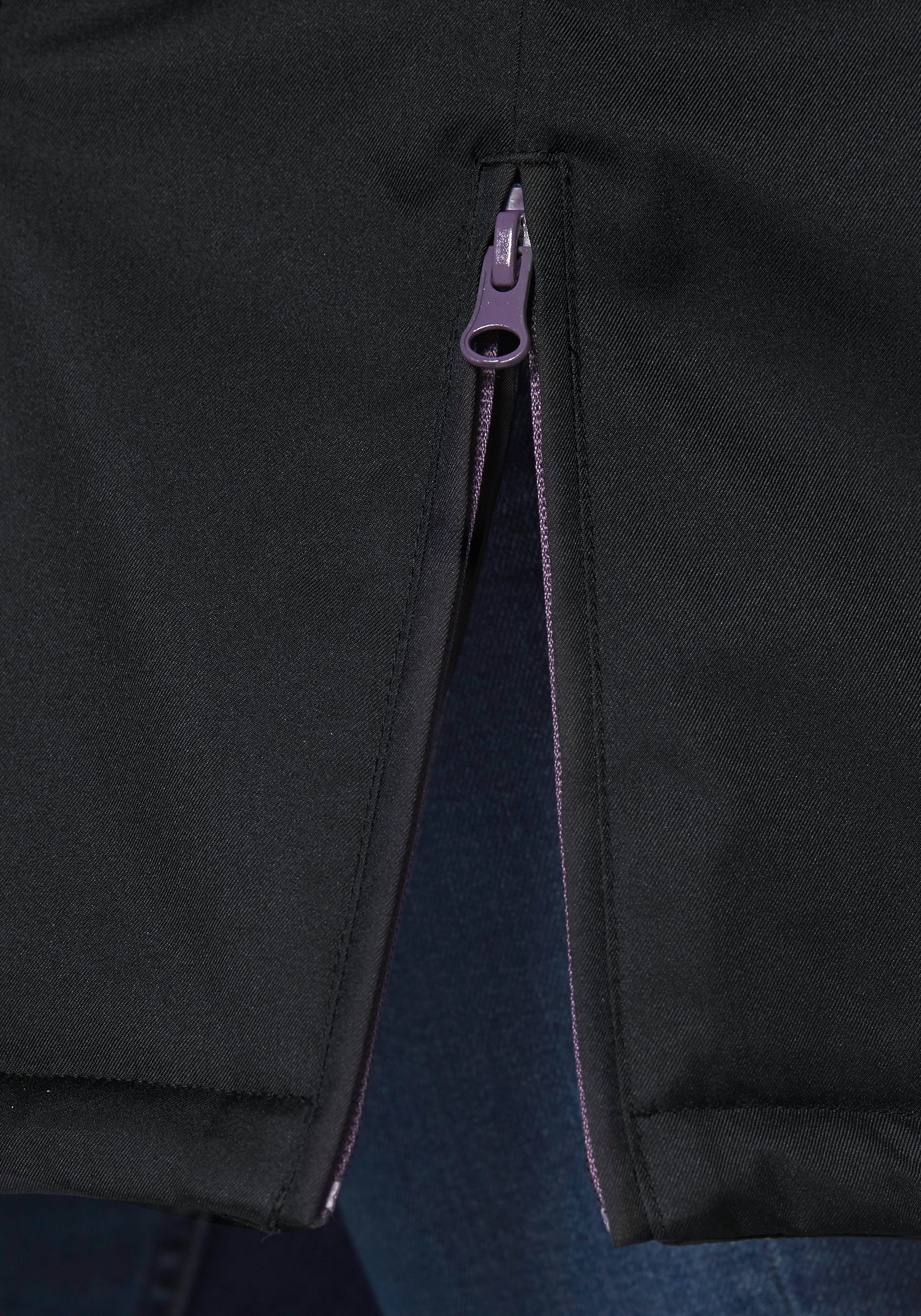 Polarino schwarz Reißverschluss mit Funktionsjacke Seitliche Schlitze