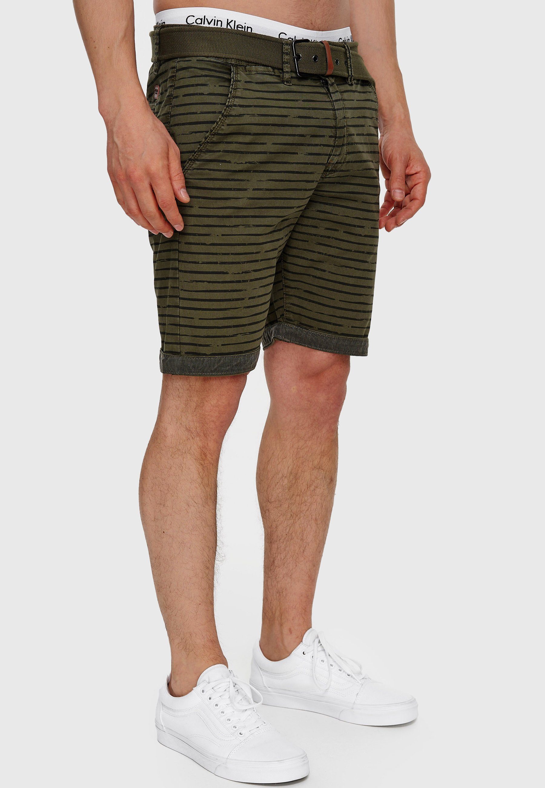 Indicode Chinoshorts Herren Arroyo Chino Shorts Herrenshorts mit auffälligem Streifenmuster