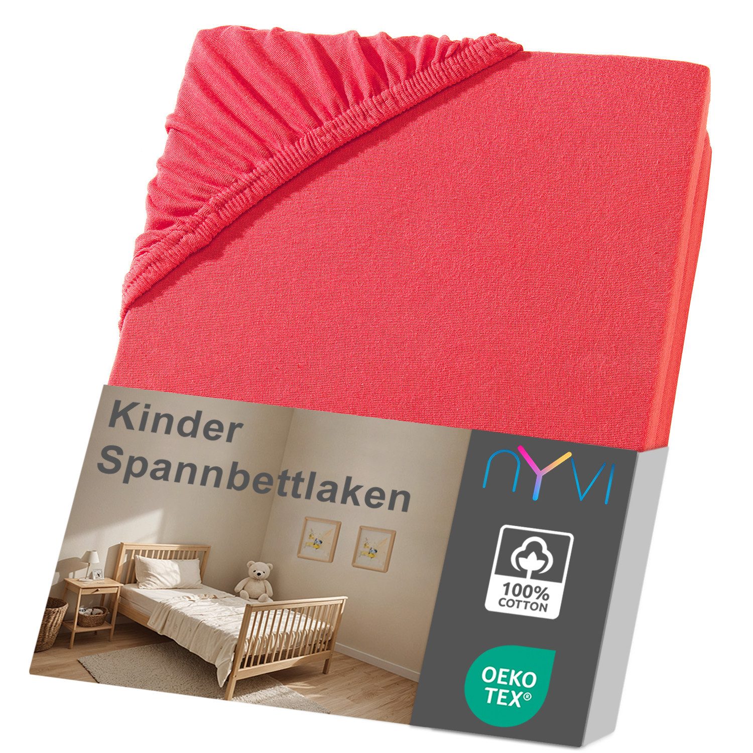 NYVI Spannbettlaken Kinder Spannbettlaken Junior für Kinderbettmatratzen bis 12cm Höhe, Jersey, Gummizug: rundum, (1 Stück), Weich & Anschmiegsam, Rundumgummizug, Bügelfrei