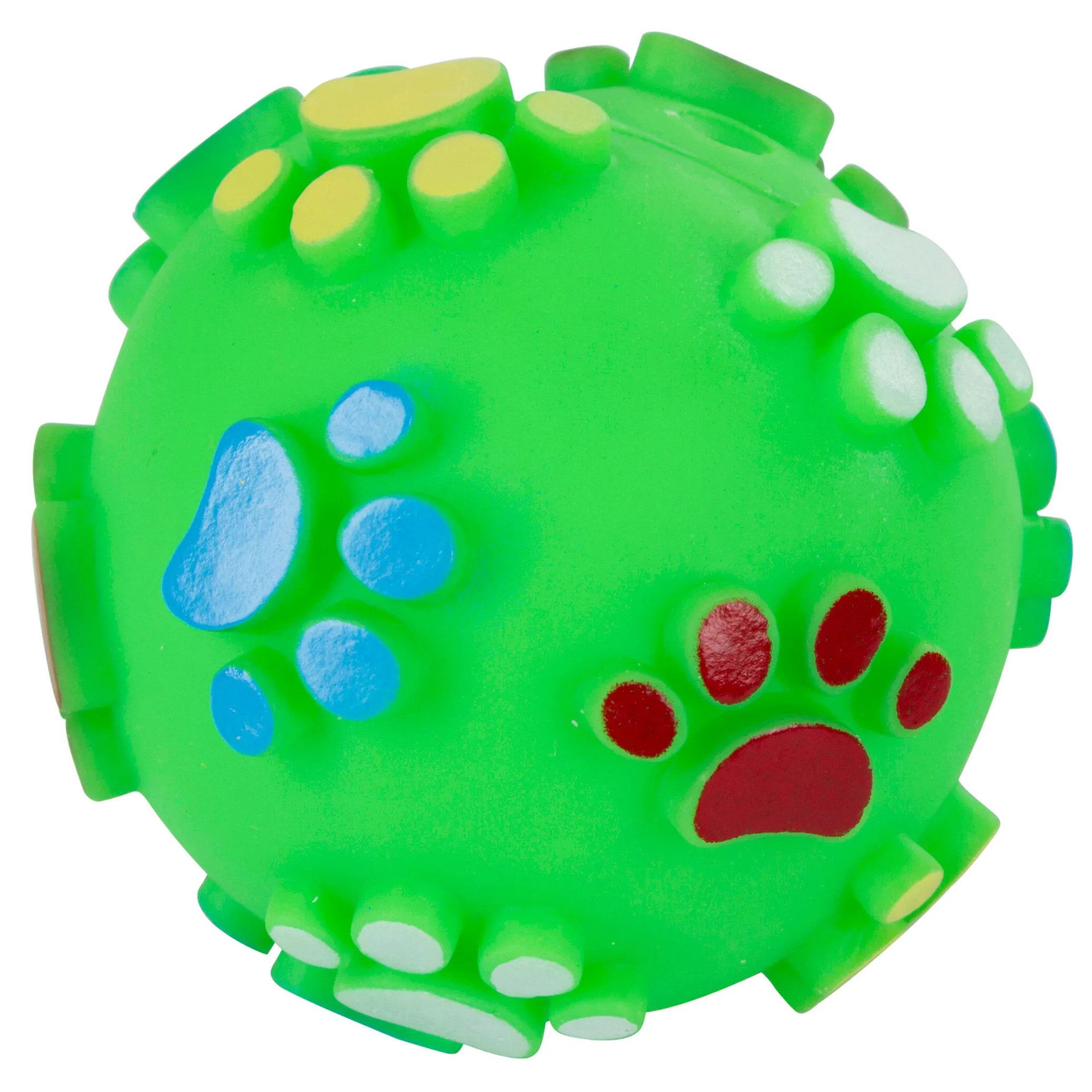 Tierball Vinyl-Ball, Muster: Pfotenabdrücke, 7 cm, farbig sortiert