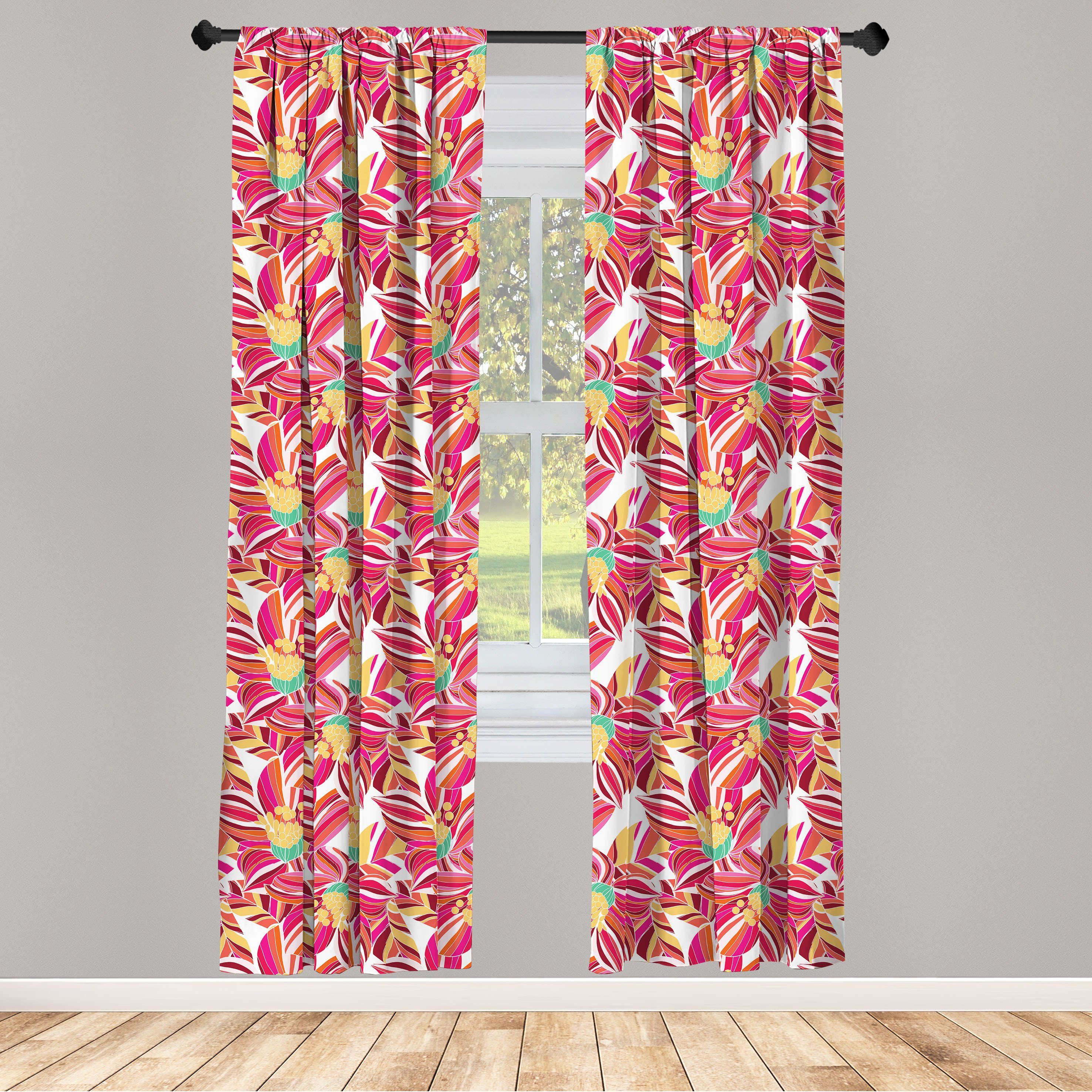 Gardine Vorhang für Wohnzimmer Schlafzimmer Dekor, Abakuhaus, Microfaser, Blumen Abstrakte Frühlings-Blüten