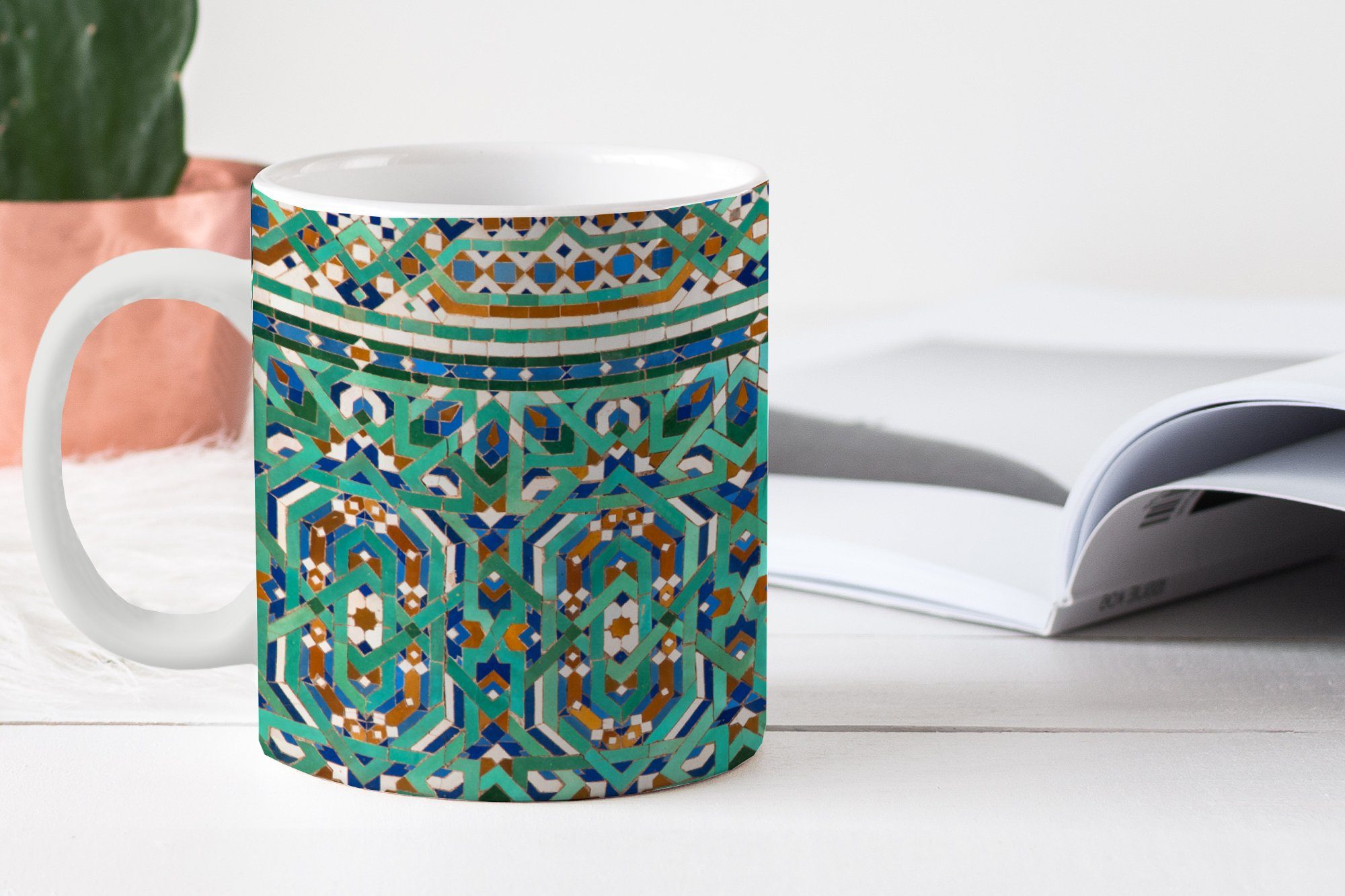 Geschenk Kaffeetassen, Teetasse, Teetasse, Tasse MuchoWow Keramik, Becher, Eine Mosaikdekoration, marokkanische traditionelle