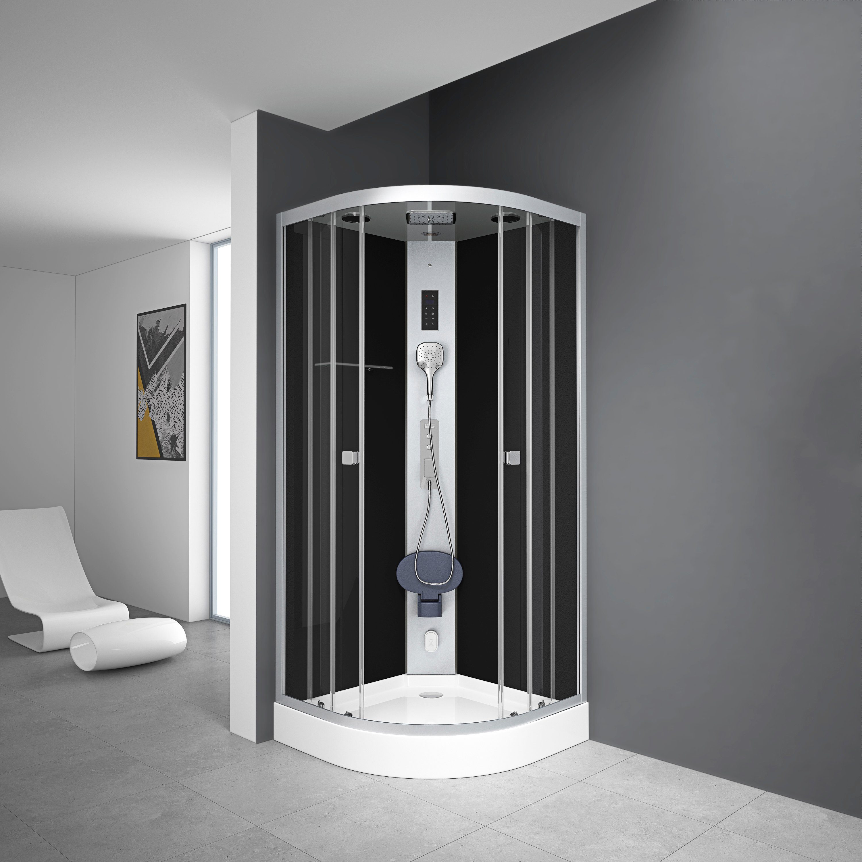 Marwell Komplettdusche Steamy, BxT: 90x90 cm, Einscheibensicherheitsglas, inkl. Armaturen, Dampffunktion und Radio