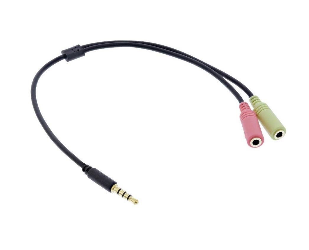 InLine® Audio Headset Adapterkabel, 3,5mm Klinke Stecker 4pol. an 2x Audio-Adapter