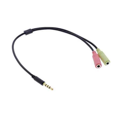 Inline InLine® Audio Headset Adapterkabel, 3,5mm Klinke Stecker 4pol. an 2x Audio-Adapter