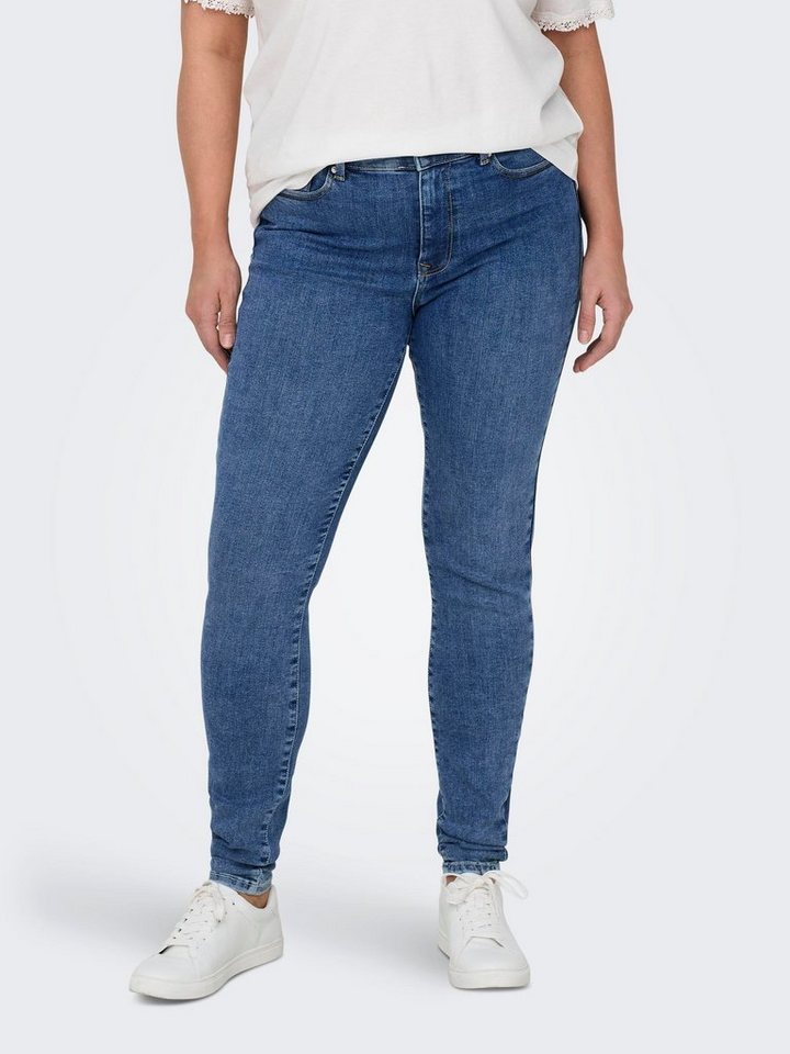 ONLY CARMAKOMA Skinny-fit-Jeans CARPOWER MID SKINNY PUSHUP DNM SOO411, Aus  elastischer Baumwollmischung mit Stretch-Anteil für eine optimale Passform