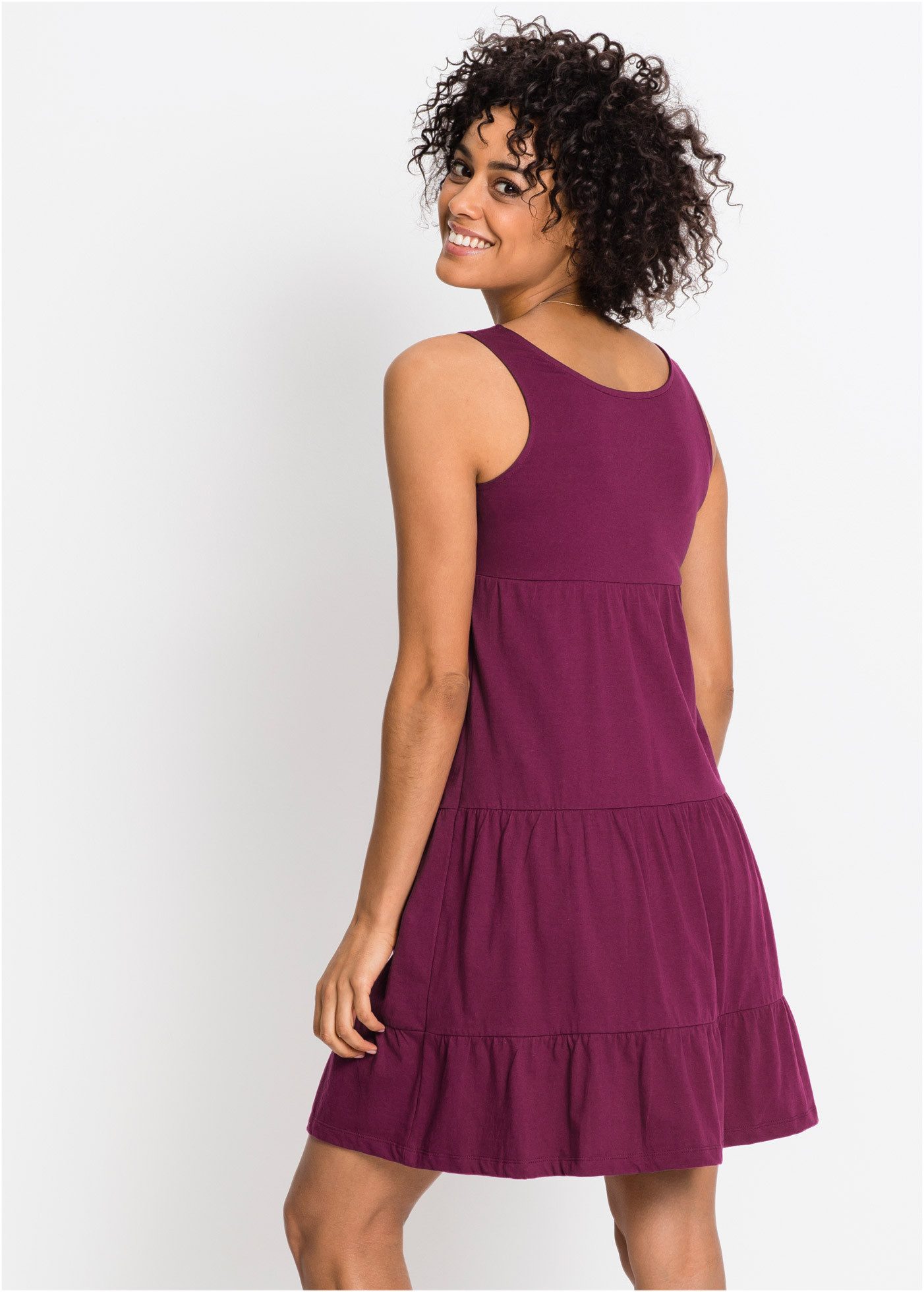 bonprix Jerseykleid für entspannte Sommertage, aus Baumwolle, lockere A-Linie, knielang