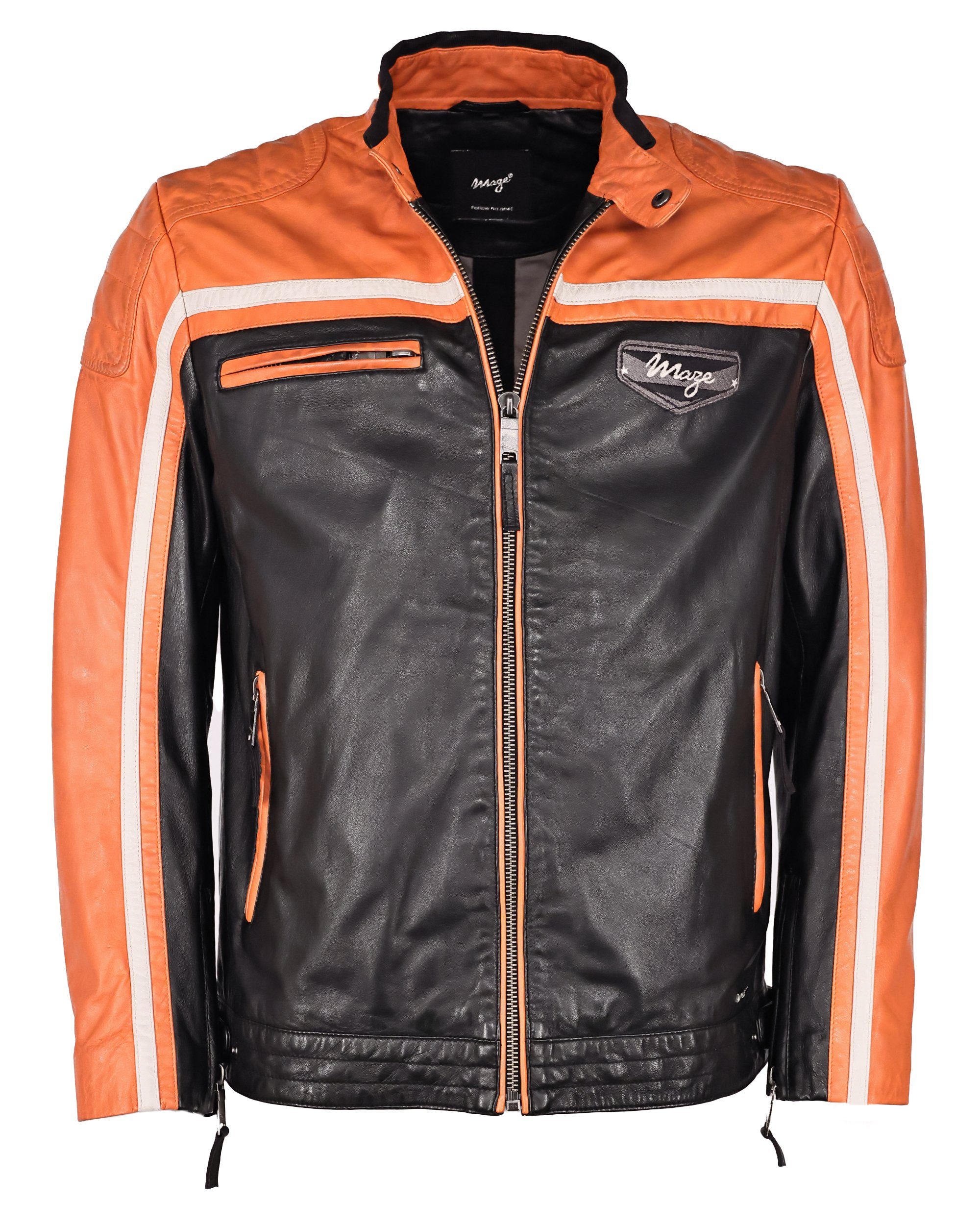 4202191 black/orange Maze Lederjacke