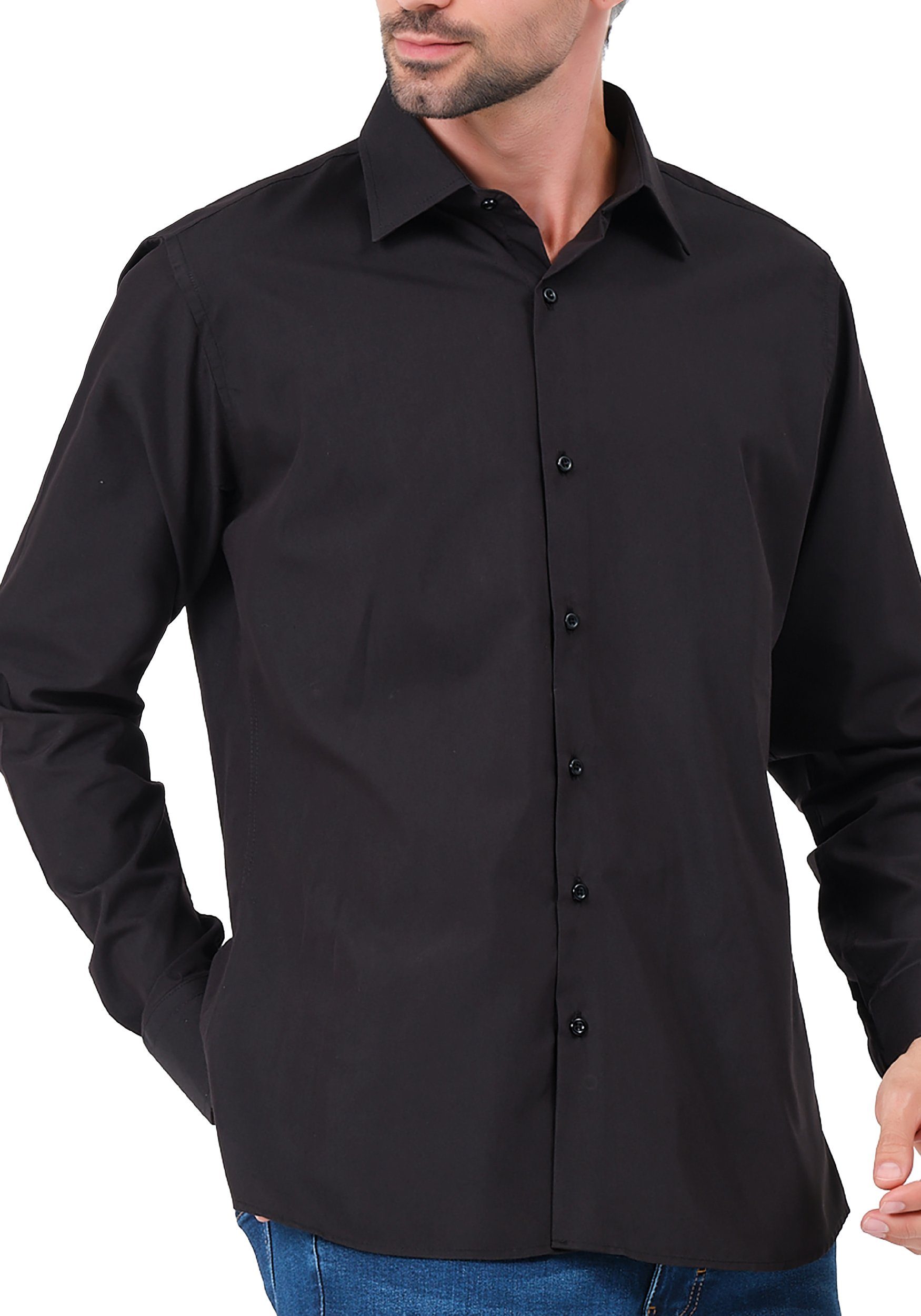 JEEL Langarmhemd Herren Hemd Langarm (1-tlg) Slim Fit – Bild 4 von 5