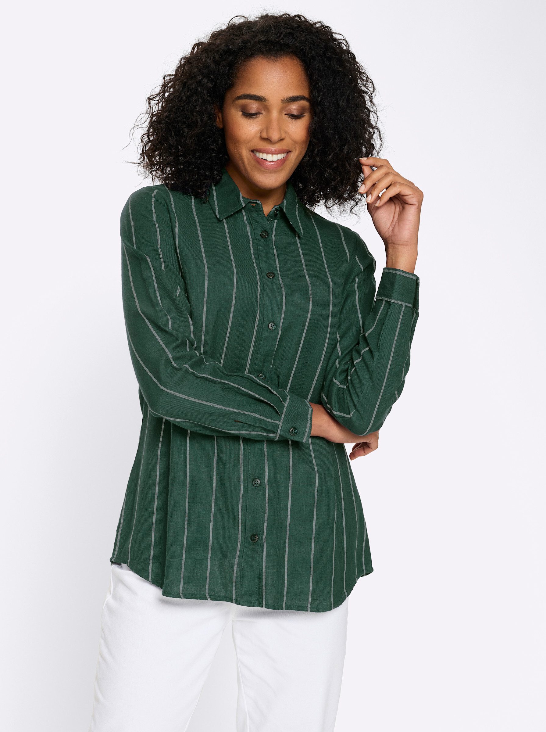 Sieh an! Klassische Bluse Longbluse Langarm
