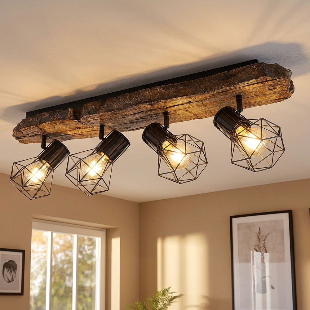 GLOBO LIGHTING Deckenspot, Leuchtmittel nicht inklusive, Landhaus Deckenleuchte braun schwarz