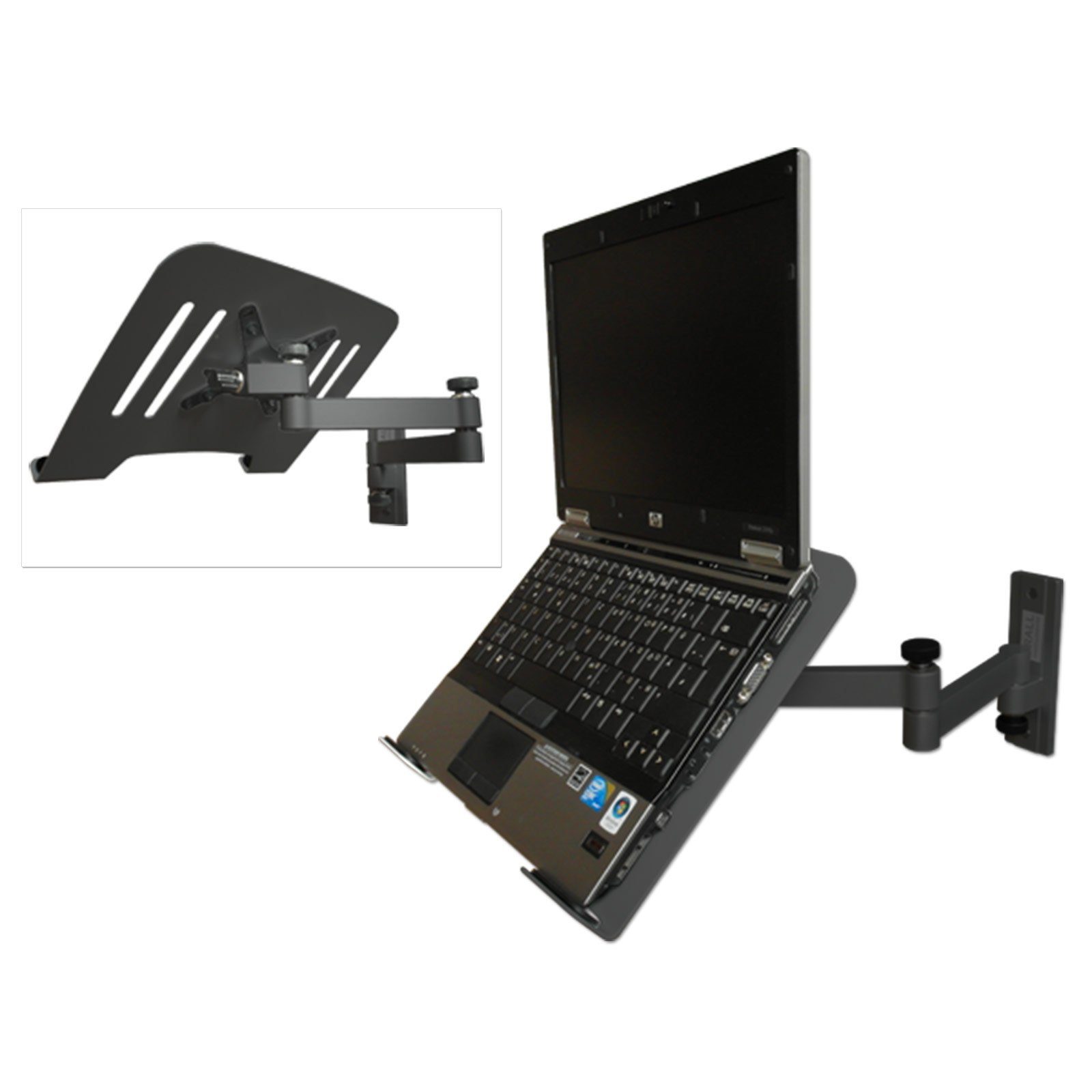 Drall Instruments Laptop-Ständer L52B-IP3BK, (2-tlg., Wandhalterung aus Aluminium, Adapterplatte aus Stahl)