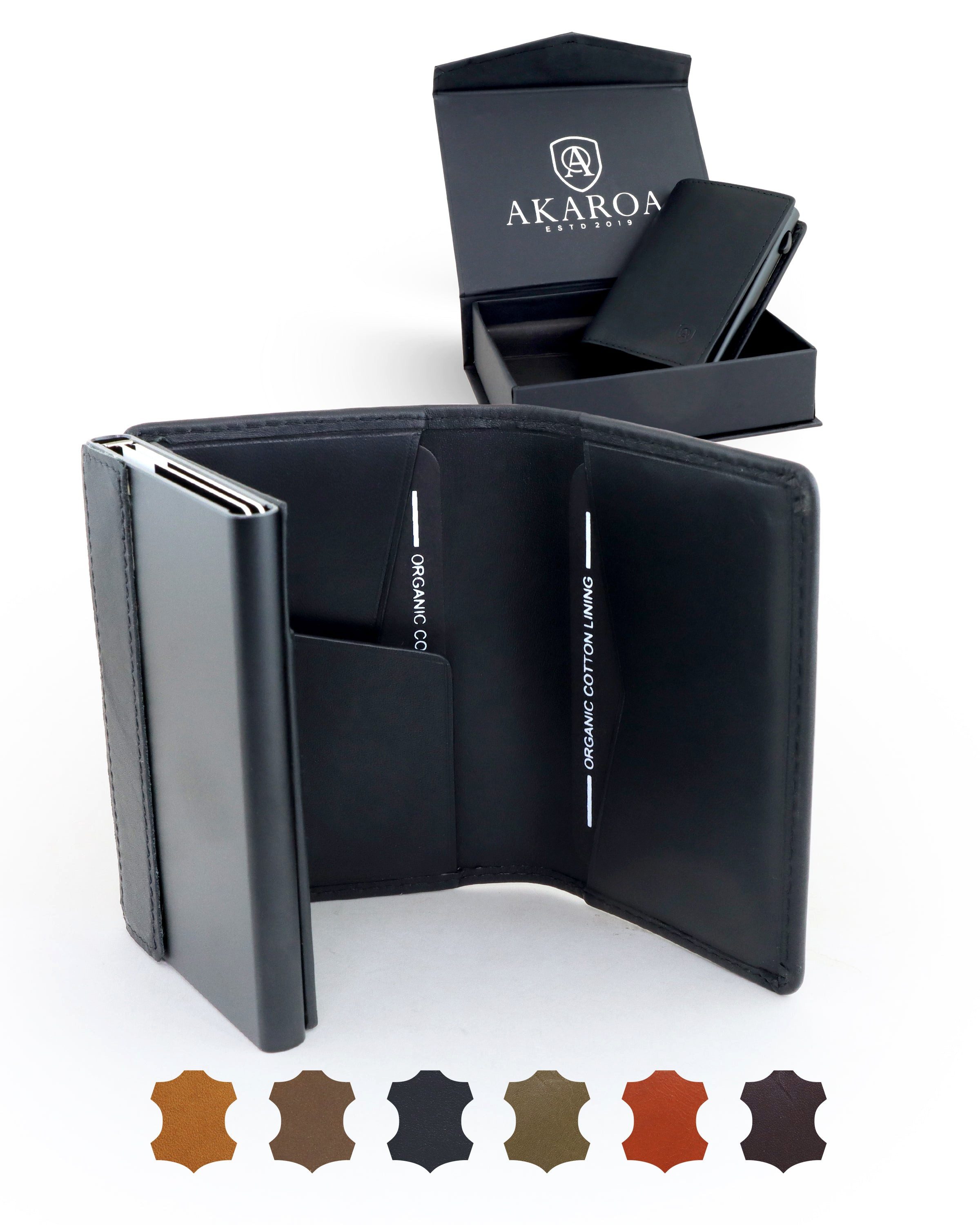 AKAROA Geldbörse Kartenetui Slim Wallet PELLE – Popup Cardholder mit Kartenauswurf