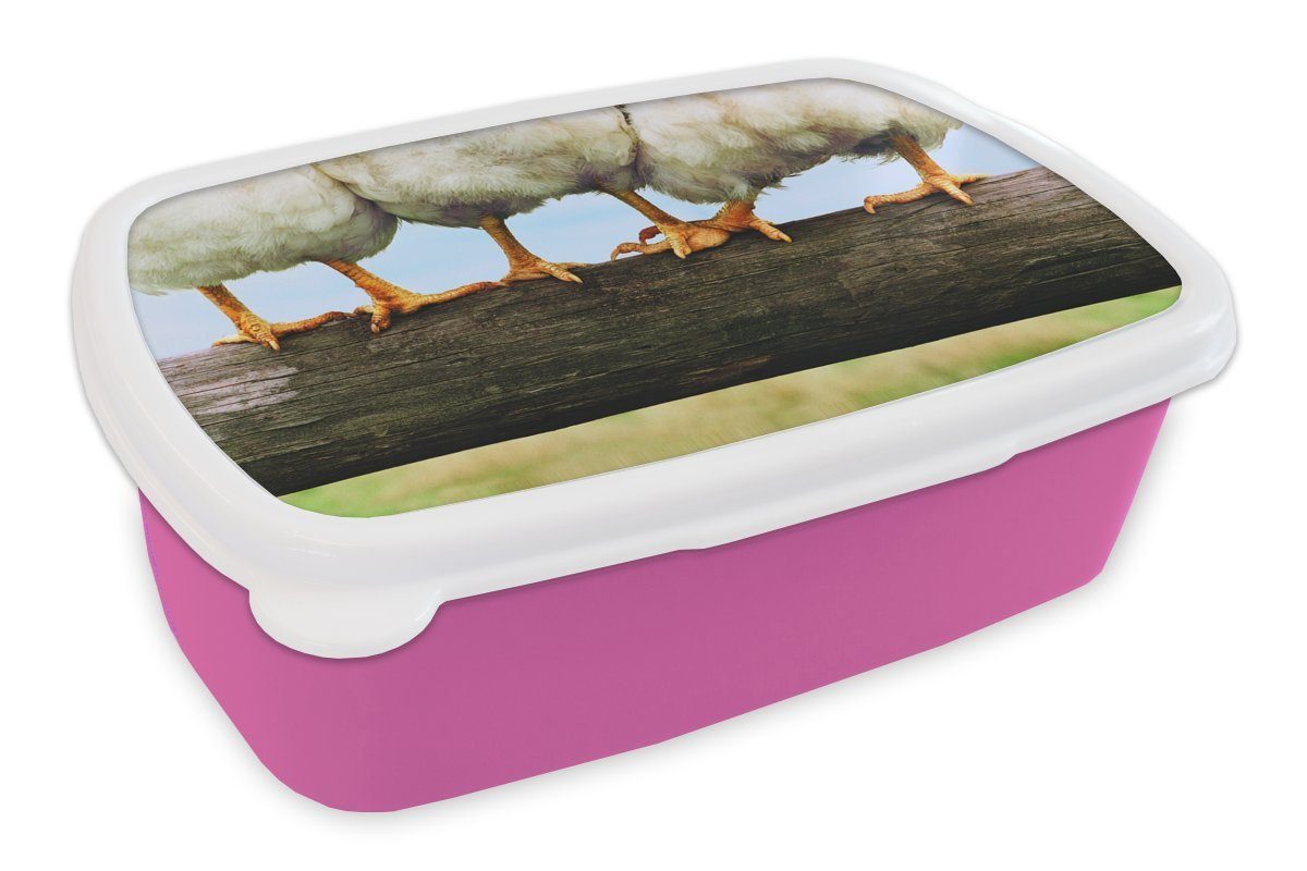 MuchoWow Lunchbox Foto Hühnerbeine drucken, rosa Kunststoff Erwachsene, Snackbox, Kunststoff, Brotbox Kinder, Brotdose (2-tlg), Mädchen, für