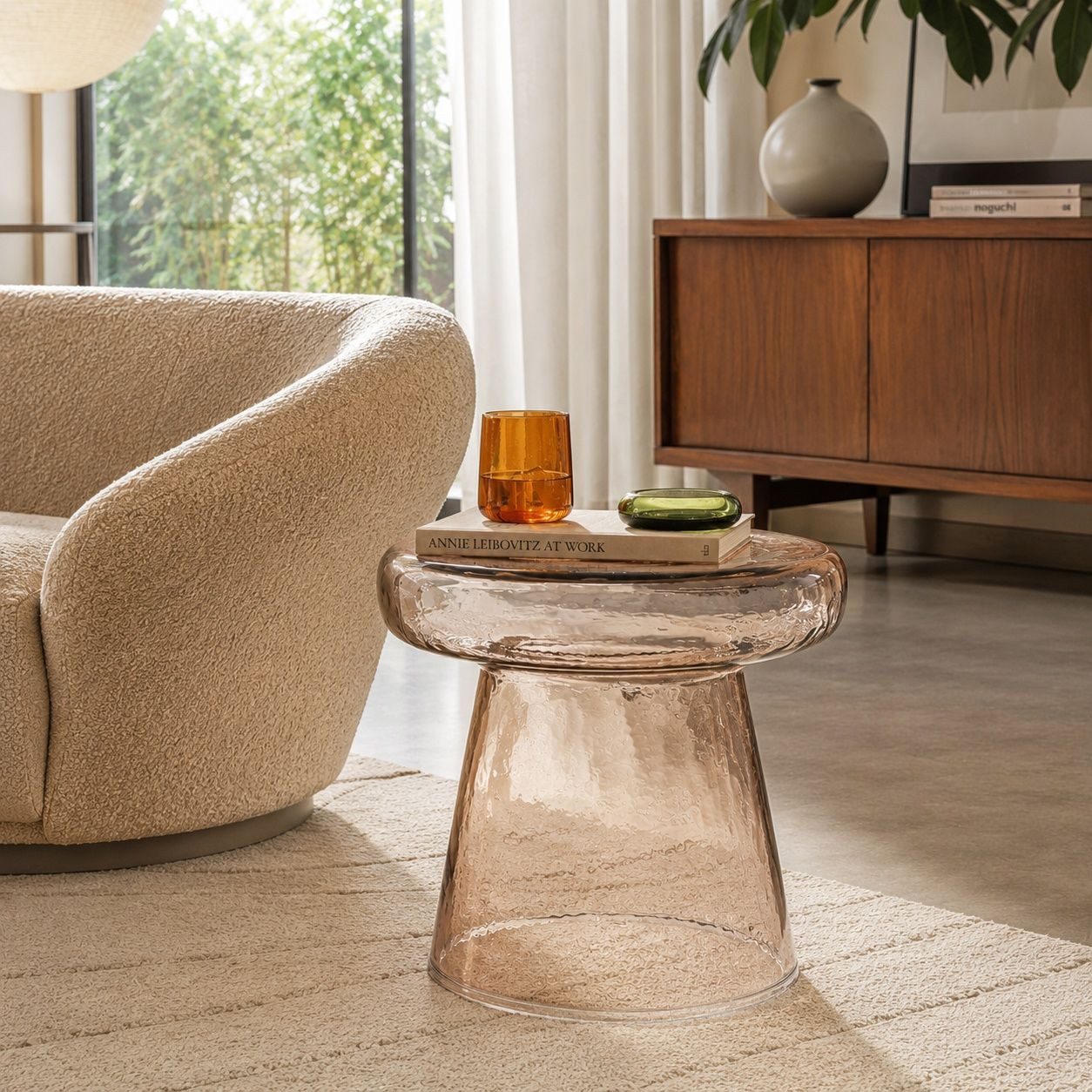 WOOOD Beistelltisch Couchtisch Loma Glas Braun