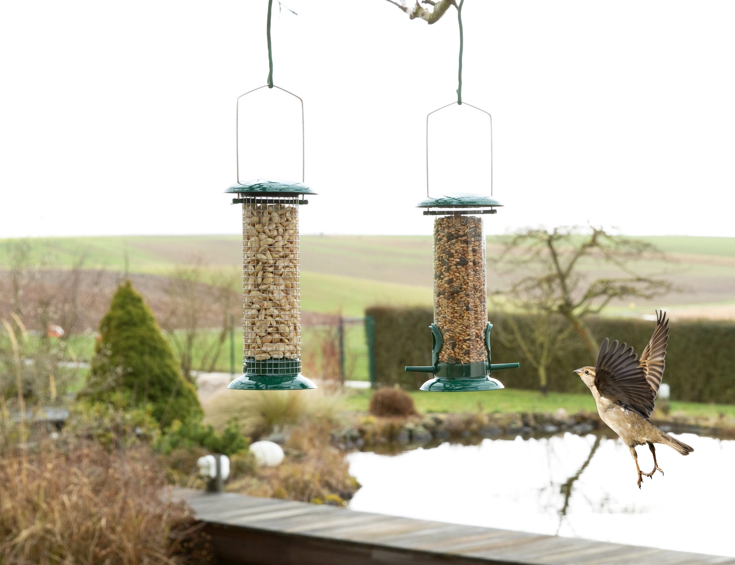 needs&wants® Futterstation 2er Set Vogelfutterspender Metall Kunststoff Futterstation Vögel klein, Metall