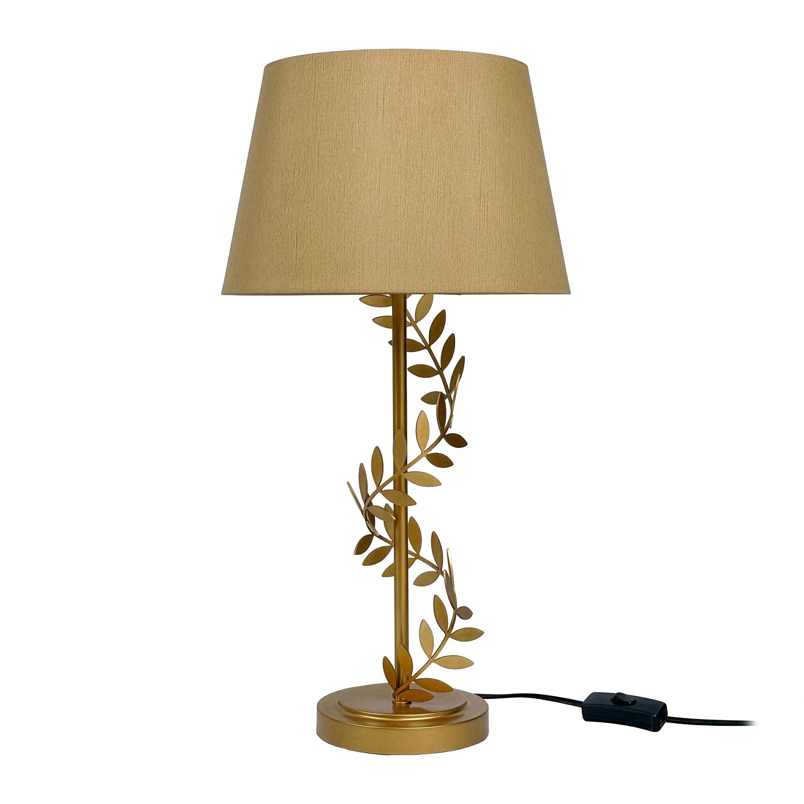 relaxdays Nachttischlampe Tischlampe Lorbeerranke, Ein-/Ausschaltung über Kippschalter am Kabel, ohne Leuchtmittel