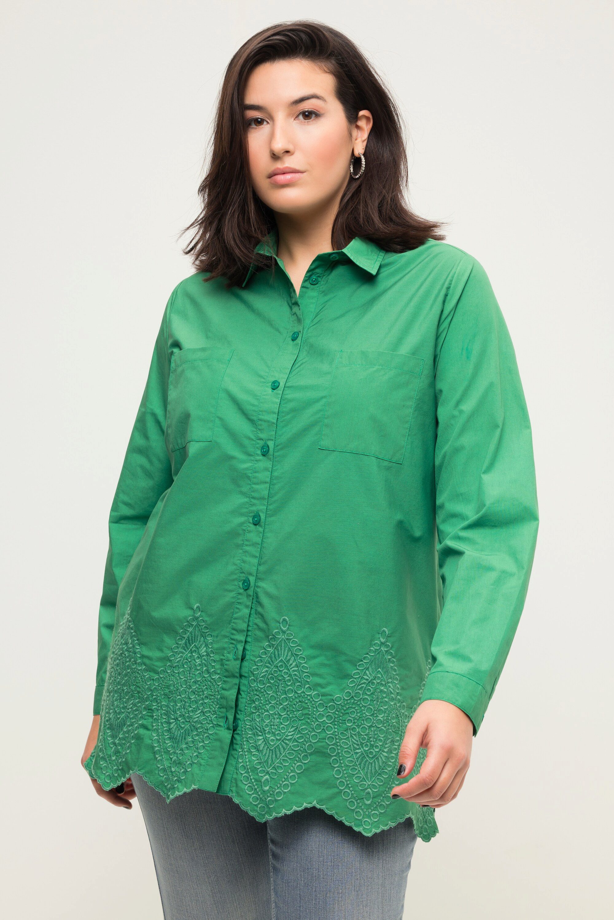 Studio Untold Hemdbluse Hemd oversized Saum-Stickerei günstig online kaufen