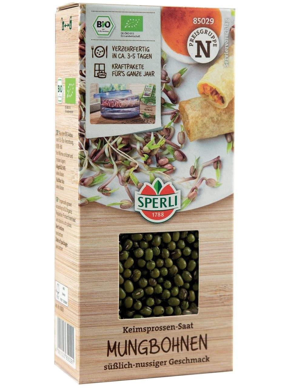 Sperli Kräutersamen Sperli BIO Keimsprossen-Saat Mungbohnen, Bio