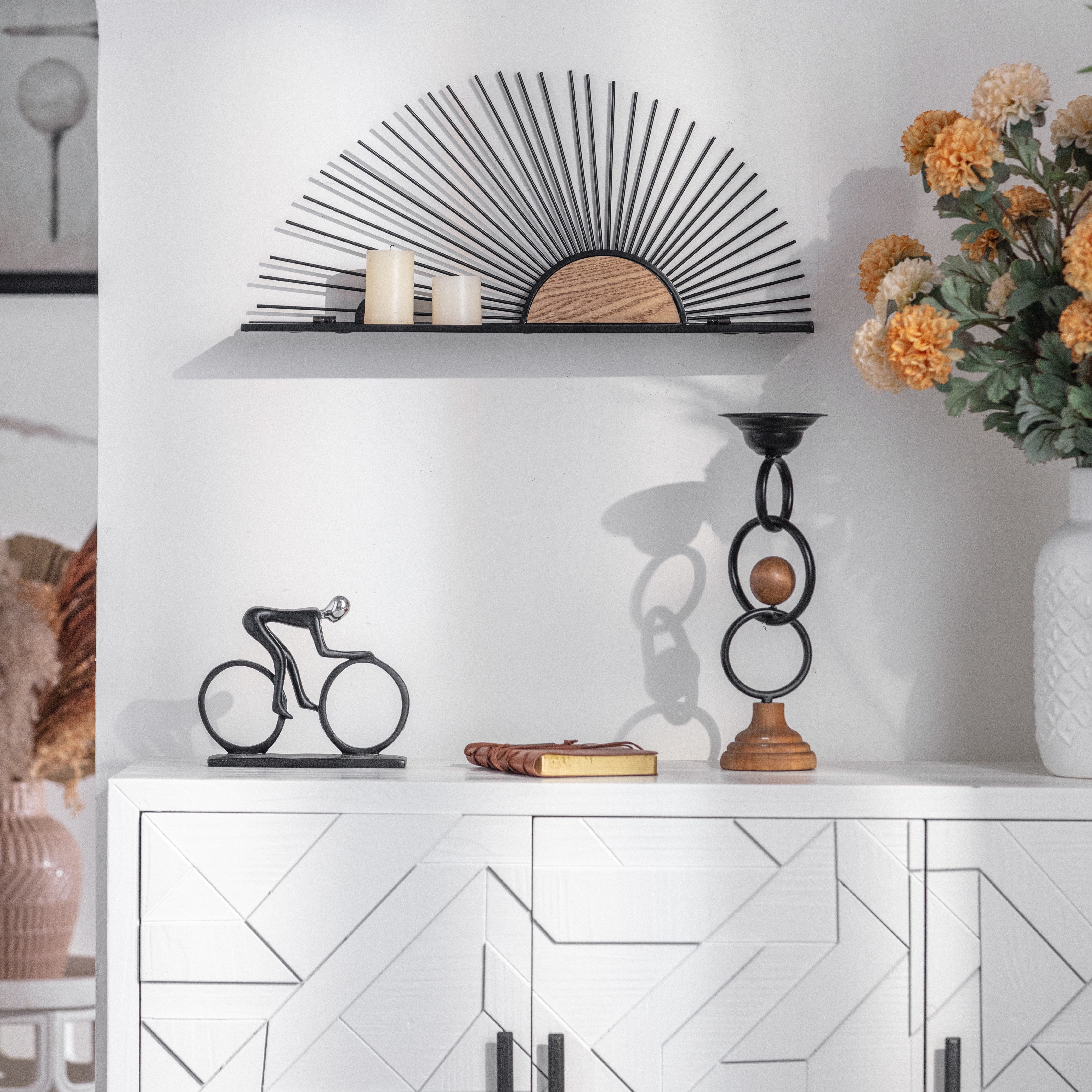 K&L Wall Art Deko-Wandregal Holz Metallregal Landhaus Hängeregal Vintage Ho günstig online kaufen