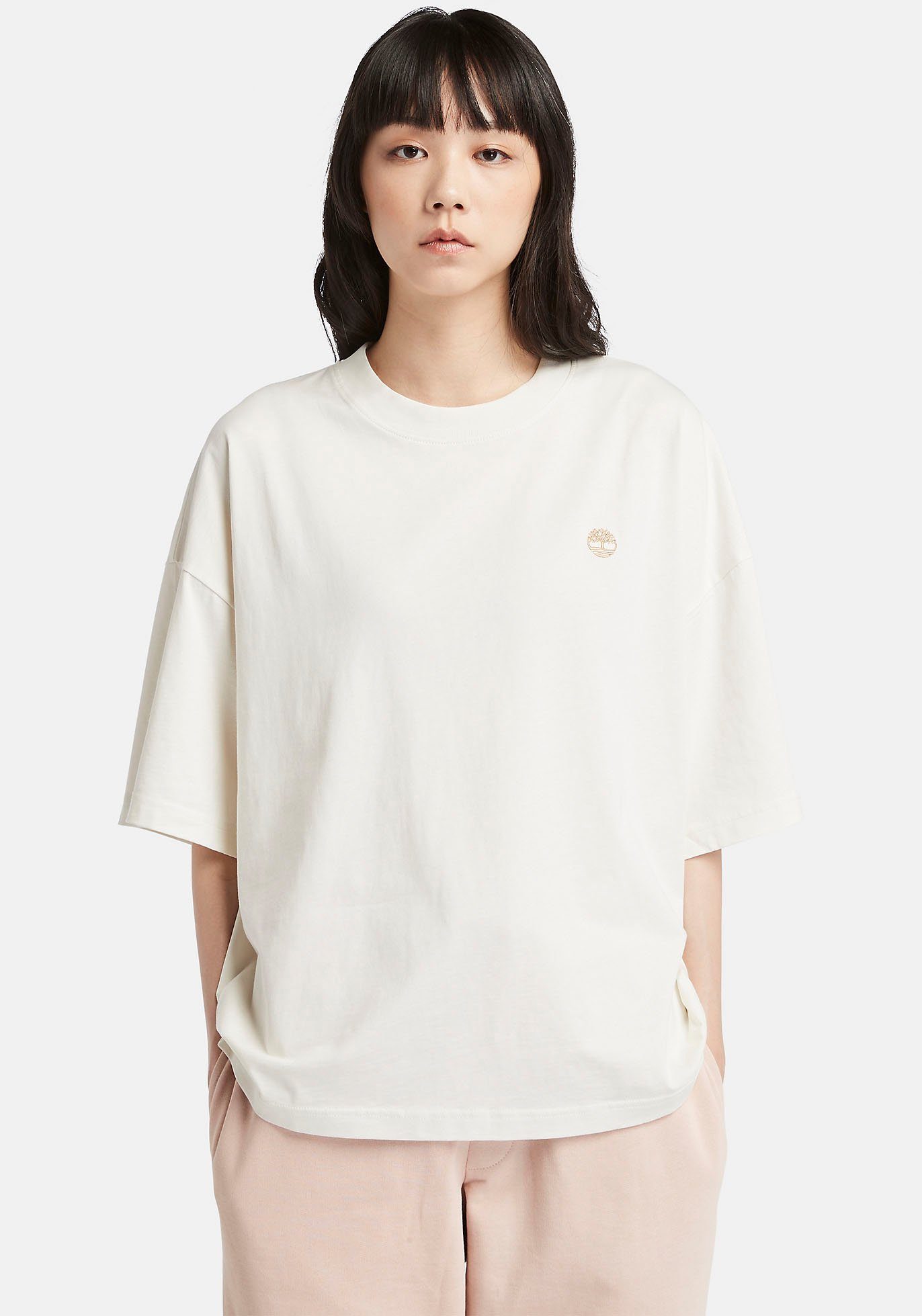 Timberland T-Shirt DUNSTAN SHORT SLEEVE OVERSIZE TEE mit Rundhalsausschnitt mit Rippbündchen, aus Baumwolle