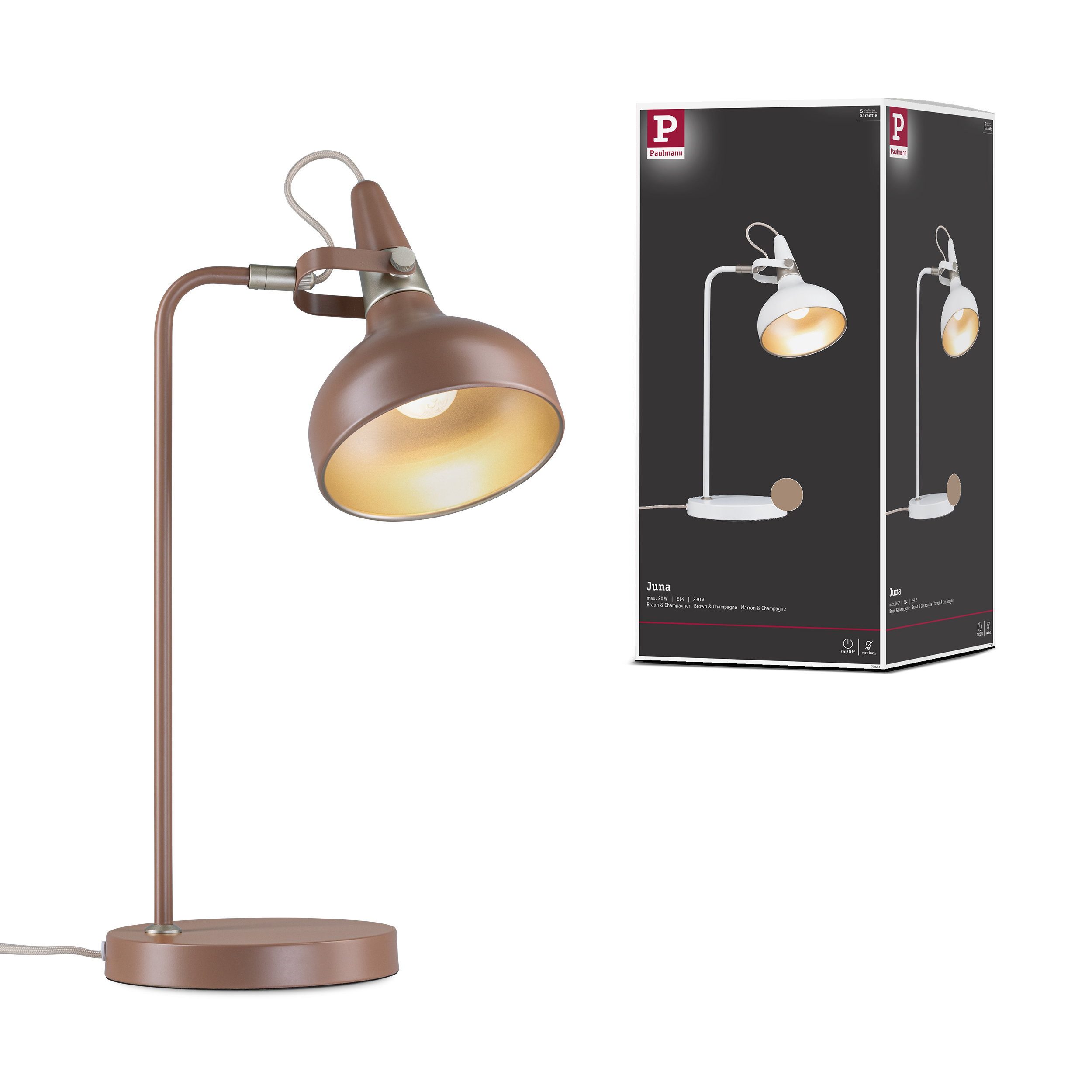 Paulmann Tischleuchte Tischleuchte Juna Style E14 max. 20W Nougat Metall