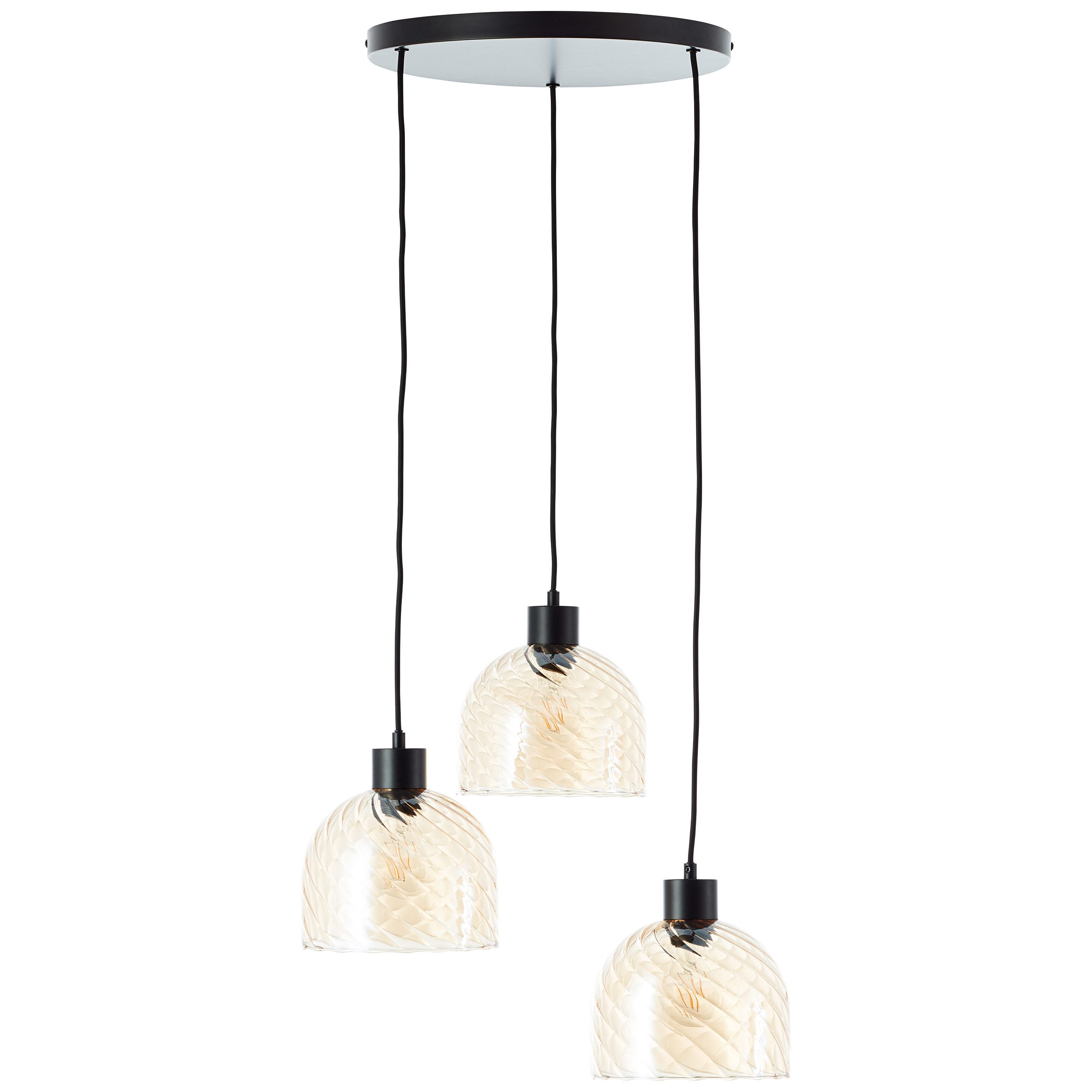Brilliant Pendelleuchte Casto, ohne Leuchtmittel, 150 x 51 cm, E27, kürzbar, Glas, bernsteinfarben