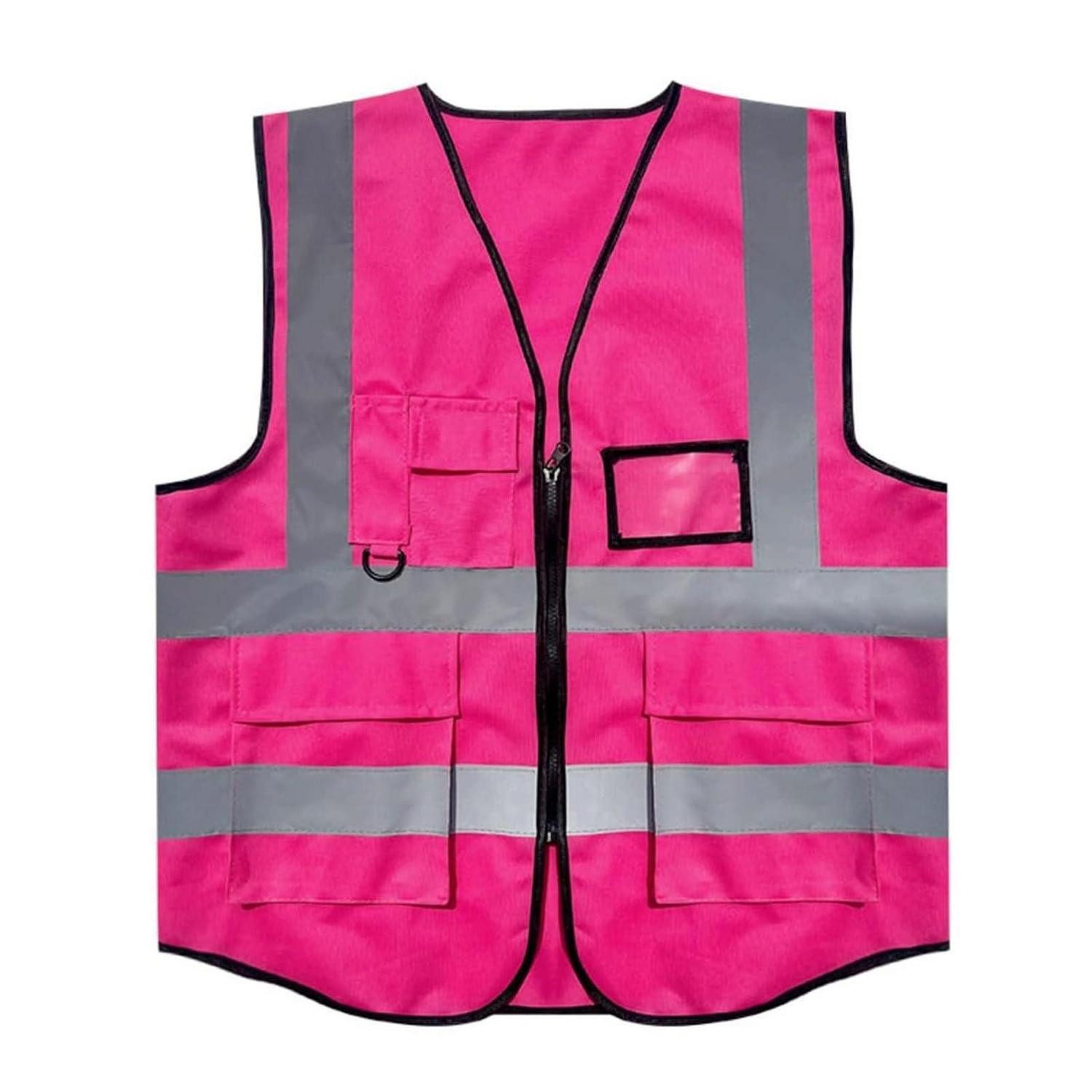 LuxusKollektion Warnweste Warnweste Rosa Sicherheitsweste mit Taschen