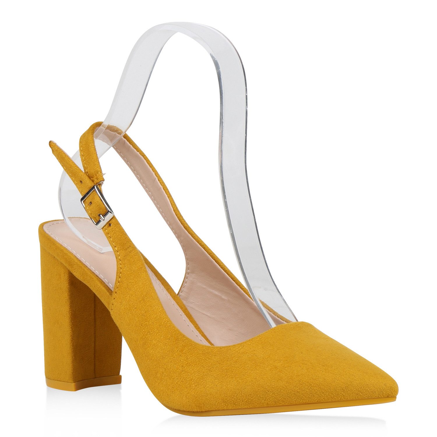 VAN HILL 832663 Slingpumps Damen Pumps Slingpumps Blockabsatz High Heel Slingback Abendschuhe