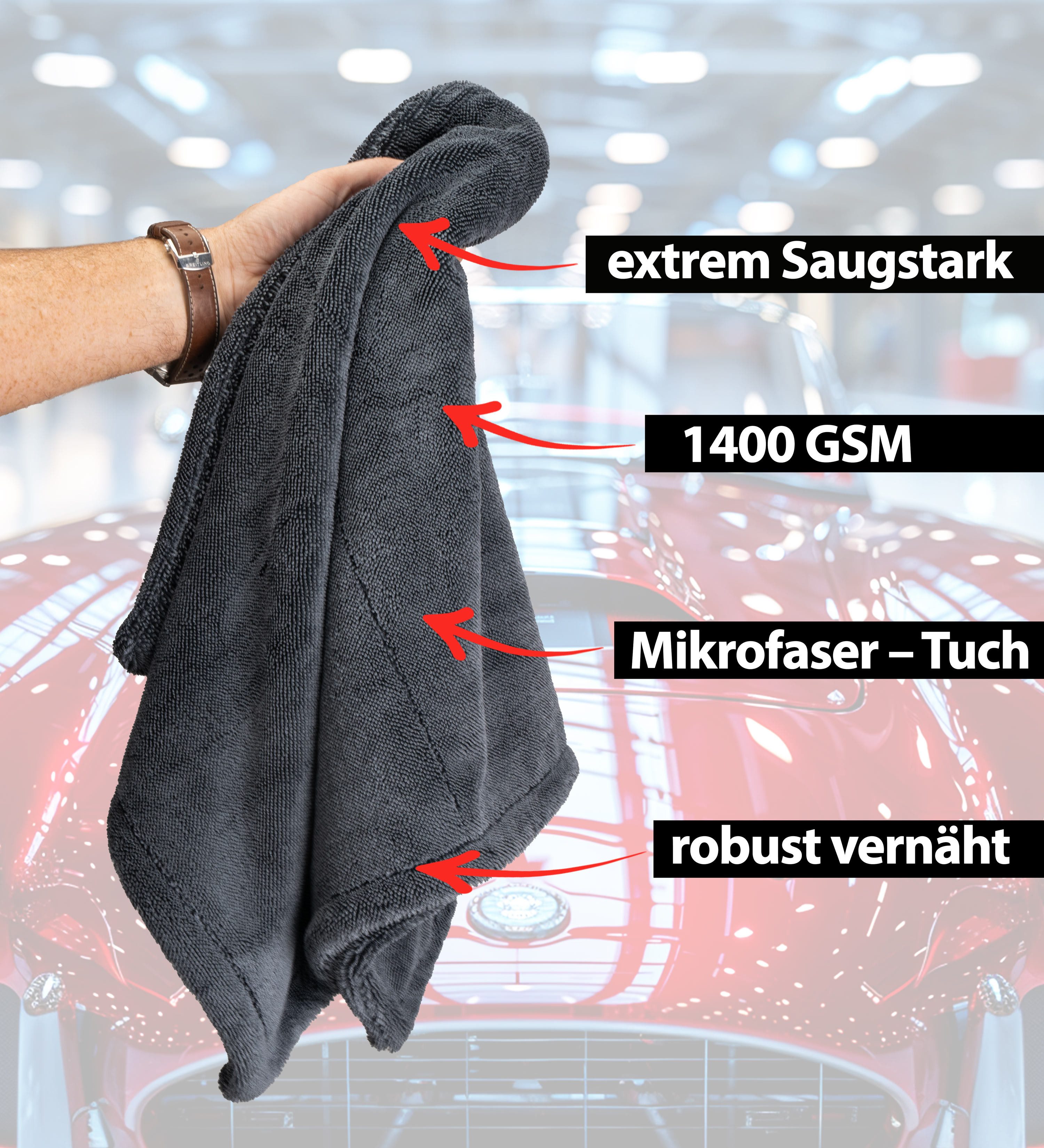 Kemes Mikrofasertücher Auto XXL Ultra saugstark mit 1400 GSM Trockentuch Mikrofasertuch (50x80 cm, 1-tlg., Extrem Saugstark 5-Fache) – Bild 2 von 5