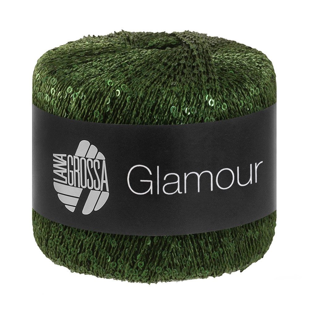 LANA GROSSA GLAMOUR Häkelwolle, 115 m (Beilaufgarn mit Pailletten für funkelnde Akzente), 25 g