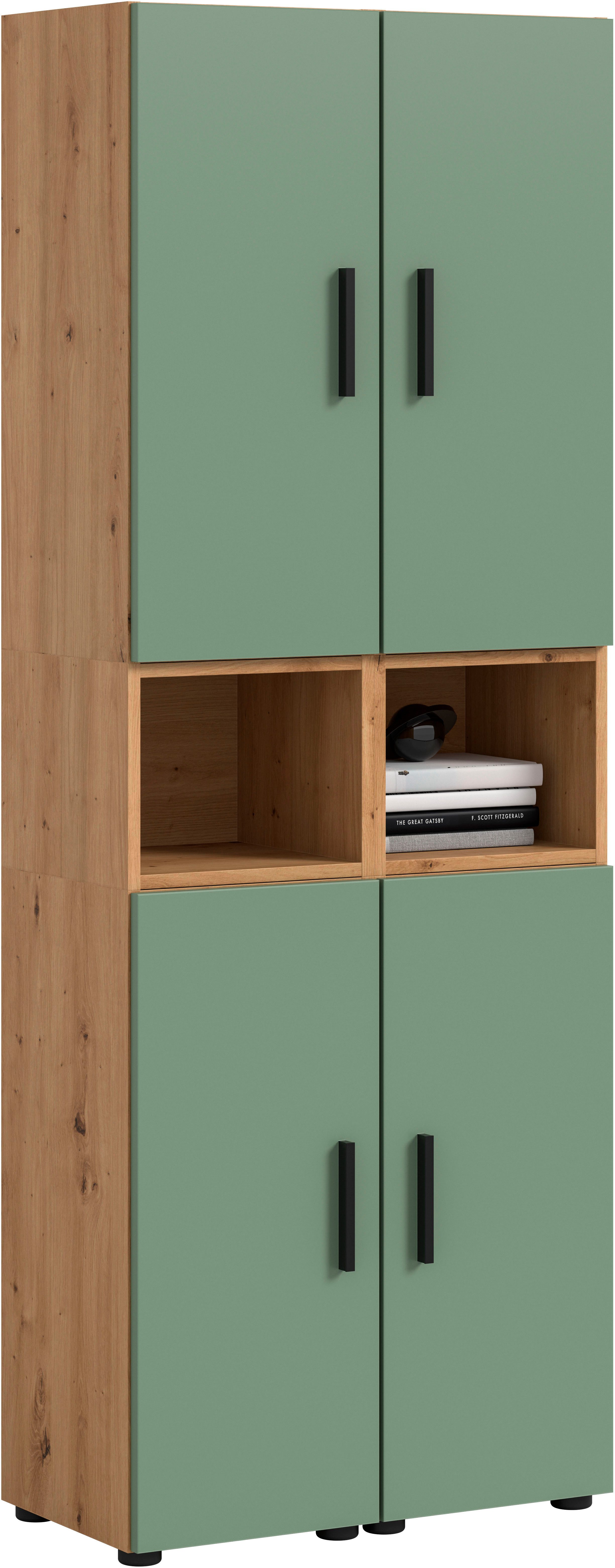 Home affaire Schrank-Set ENESTE, 6-teilig, in verschiedenen Farben, individuell kombinierbar, (2-St., verschiedenste Kombinationmöglichkeiten, stehend oder hängend), Stauraumelement, Kombination, Wohnkombination, Schrankwand, Lowboard