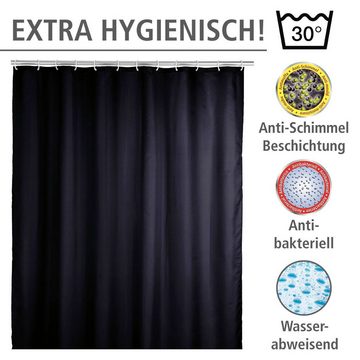 WENKO Duschvorhang Uni Black Breite 180 cm, Höhe 200 cm, Polyester, waschbar