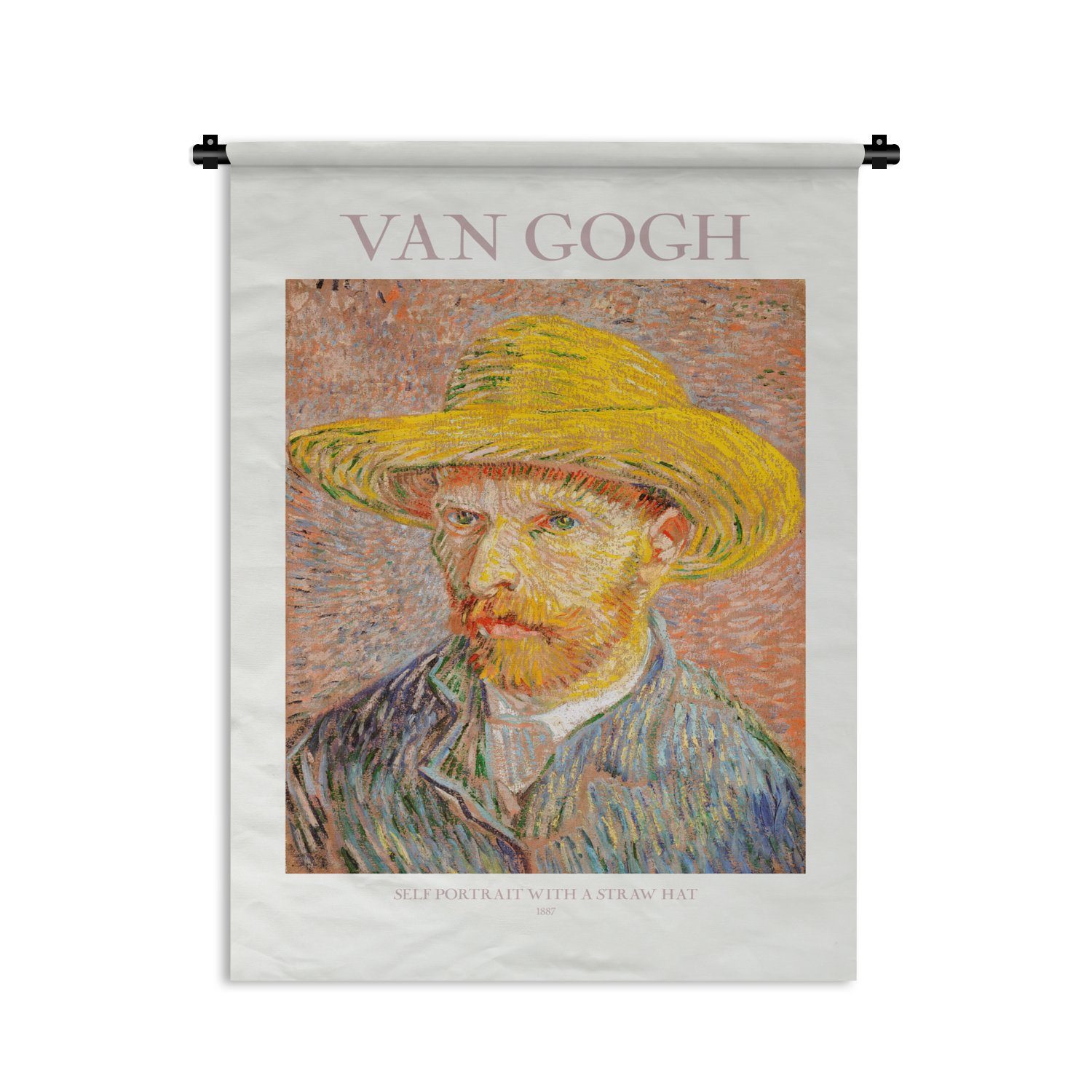 MuchoWow Wanddekoobjekt Van Gogh - Selbstporträt - Gemälde - Gelb, Deko für an der Wand, Wohnzimmer, Tapisserie, Schlafzimmer