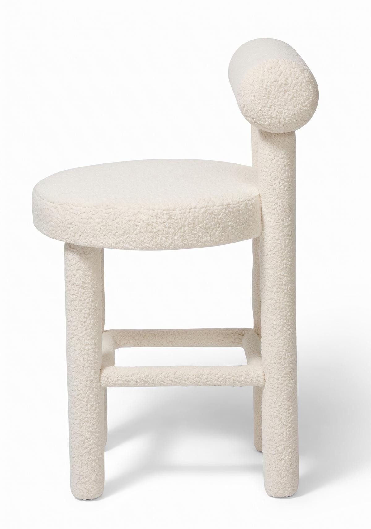 Xlmoebel Barhocker Exklusiver runder Barhocker in Weiß mit modernem Stoffbezug, Made in Europa