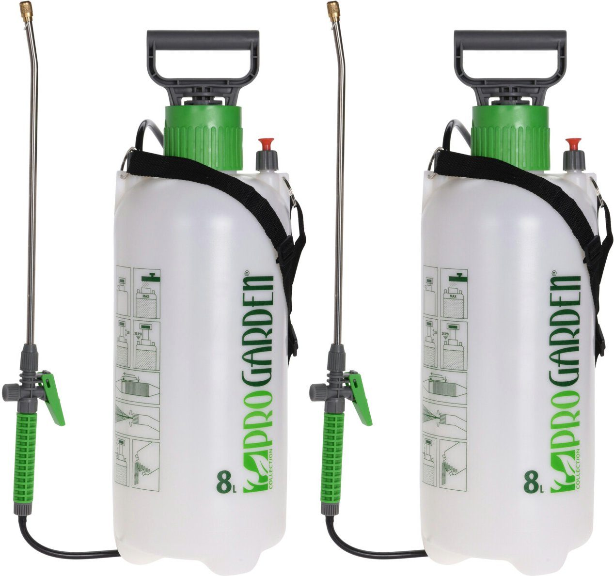 Progarden Drucksprühgerät Grün, (2tlg), Pflanzensprüher, 8 Liter