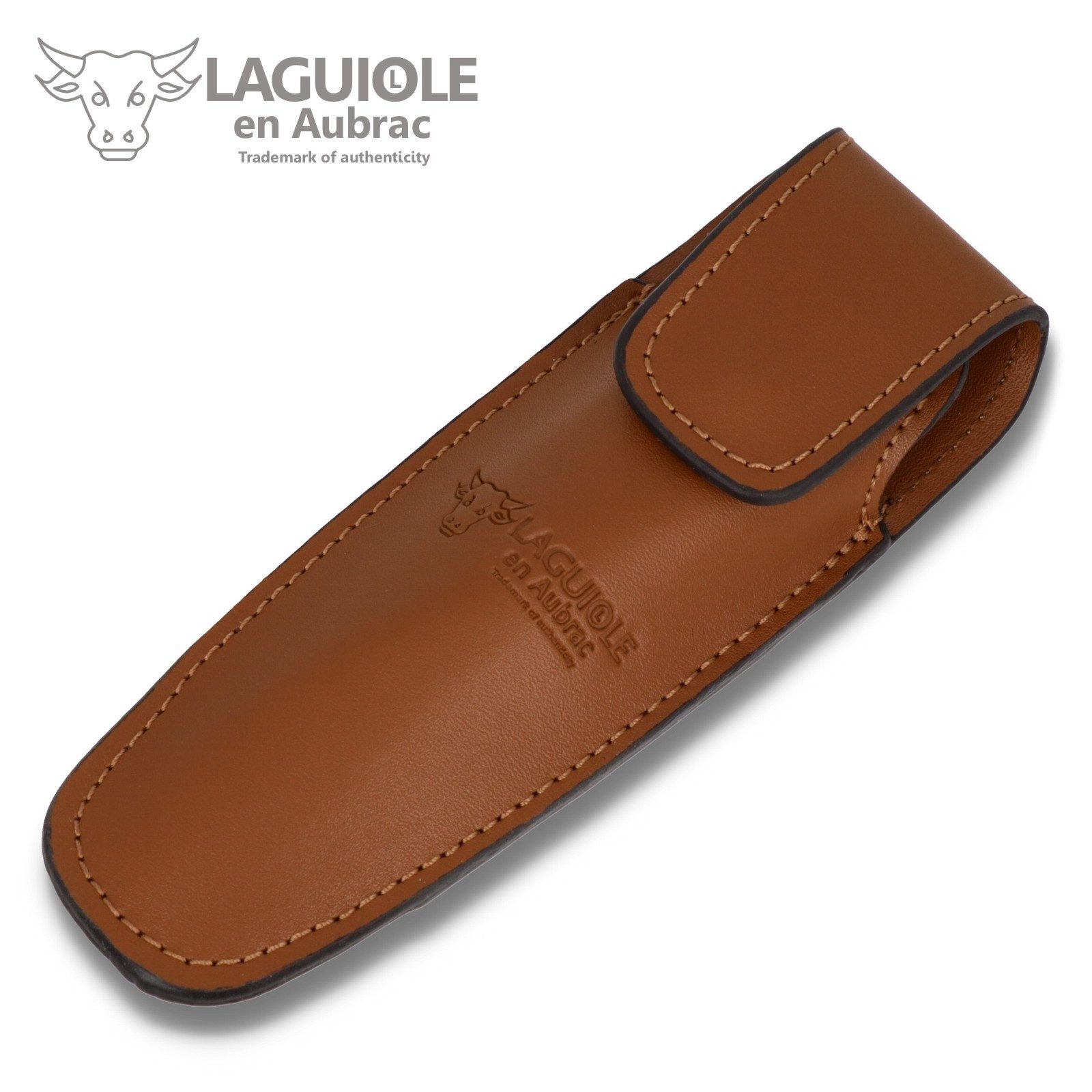 Laguiole en Aubrac Messertasche ECA-M, Gürteletui für Laguiole Messer mit 11/12cm Grifflänge - Leder braun