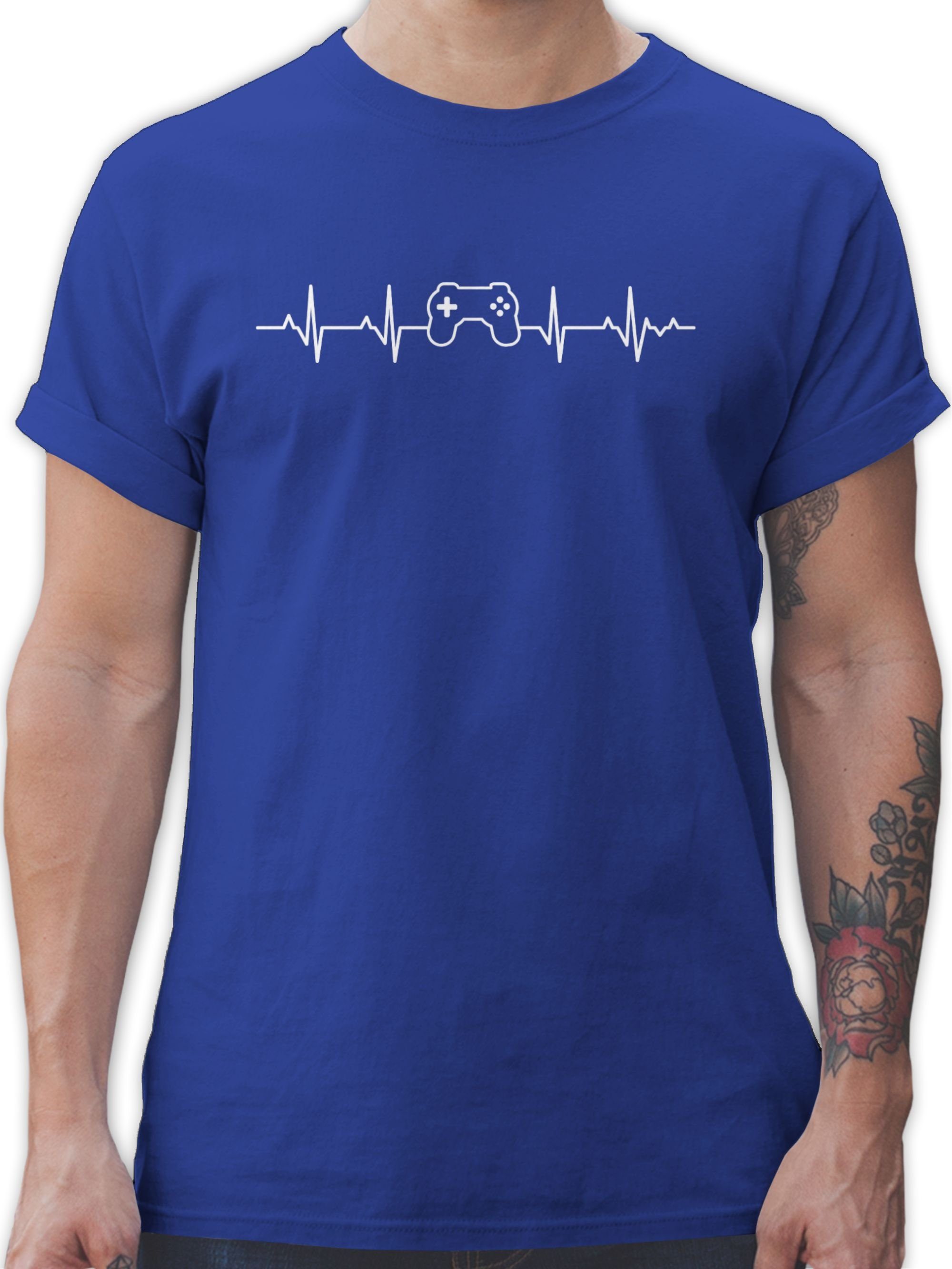 Shirtracer T-Shirt Herzschlag Gaming Controller Nerd Geschenke 03 Royalblau