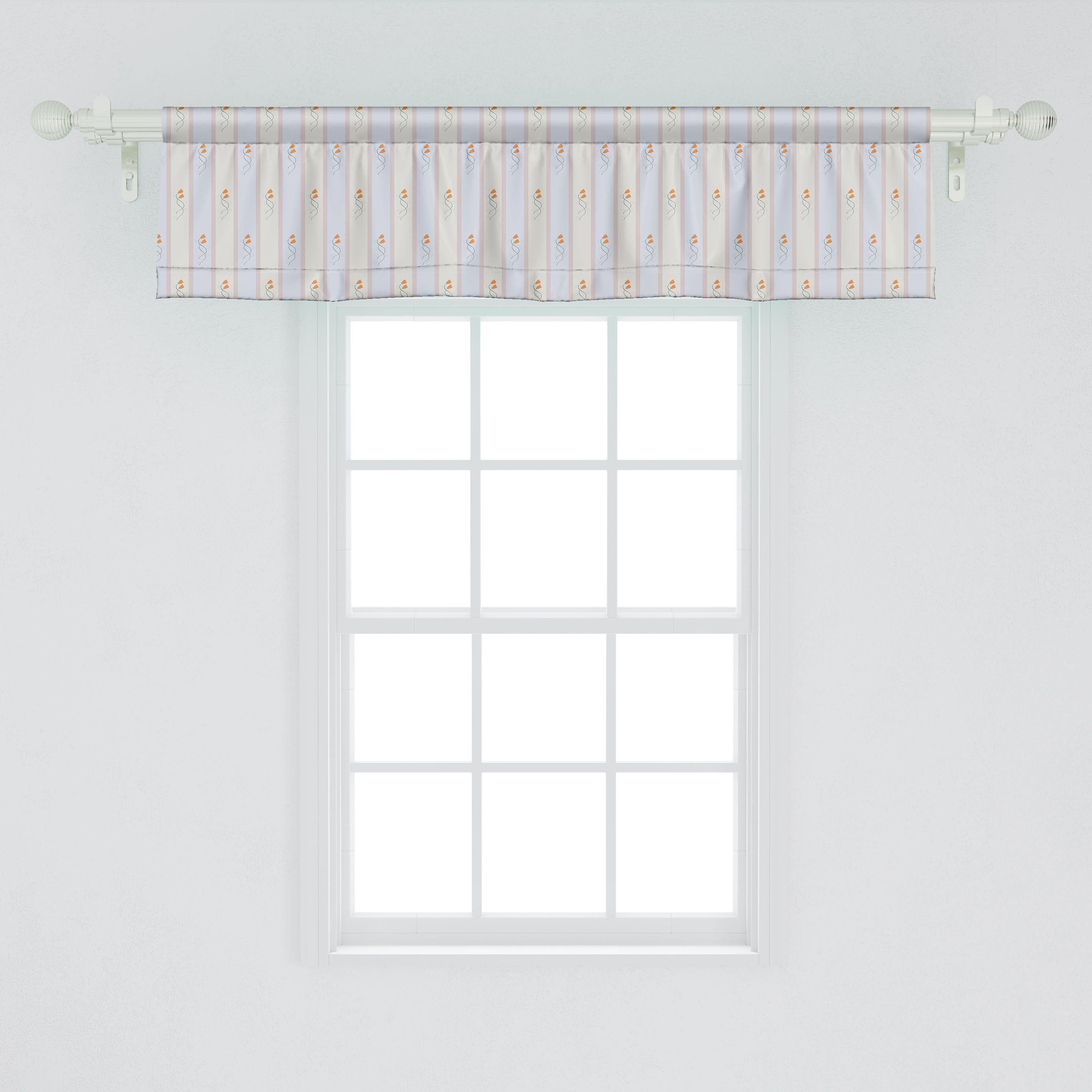 Scheibengardine Vorhang Volant auf Abakuhaus, Dekor mit Farben Schlafzimmer Küche Stangentasche, Streifen Microfaser, Blumen Gedämpfte für
