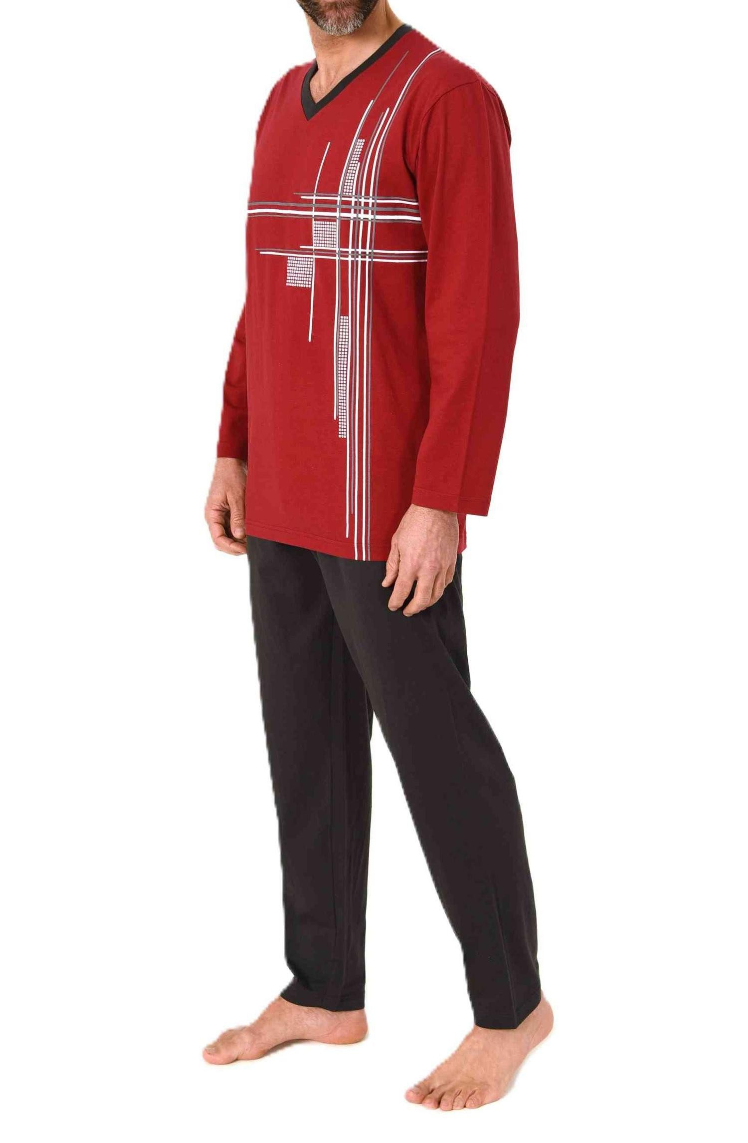 Normann Pyjama Normann Herren langarm Schlafanzug Pyjama mit eleganten Frontprint – Bild 2 von 4