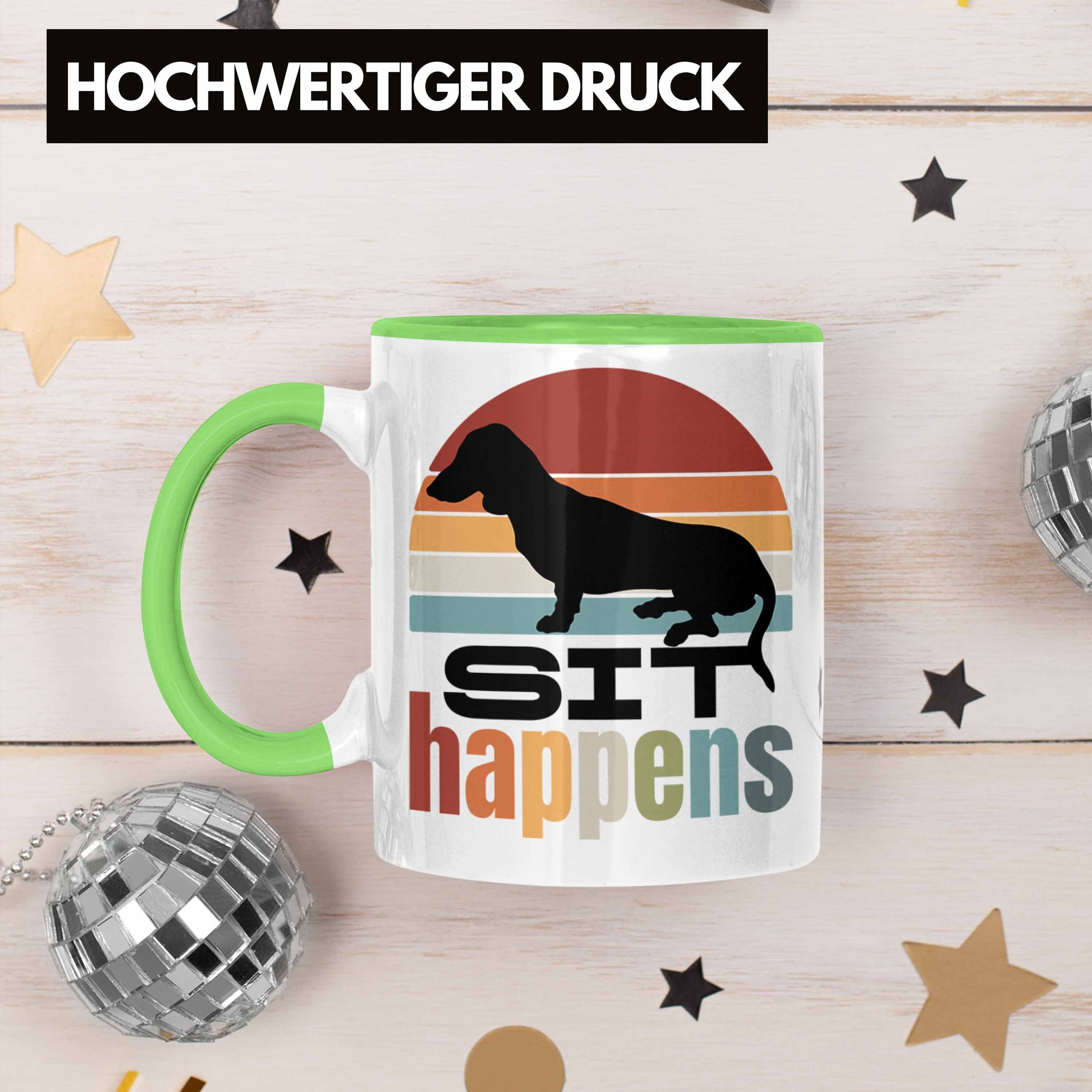 Sit Tasse Happens Geschenk für Dackelbesitzerin Trendation Dackel Kaffee-Becher K Grün Tasse