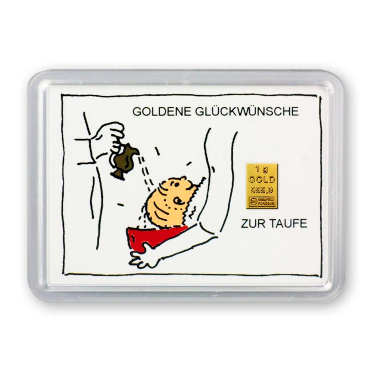 Goldschulz Grußkarten 1 Gramm Gold Motivbox / Grußkarte Zur Taufe