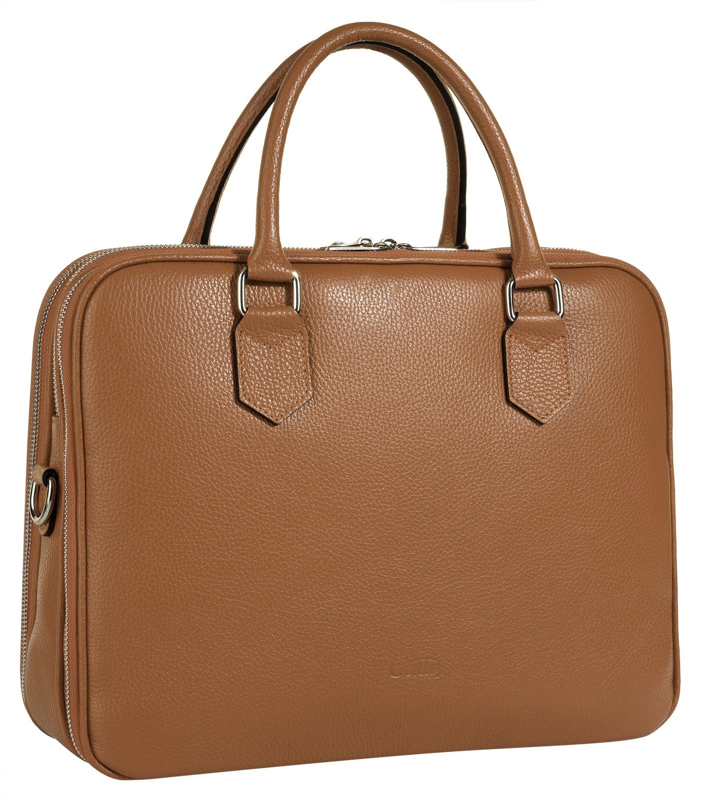 Italy Made in echt cognac Leder, Aktentasche, Cluty