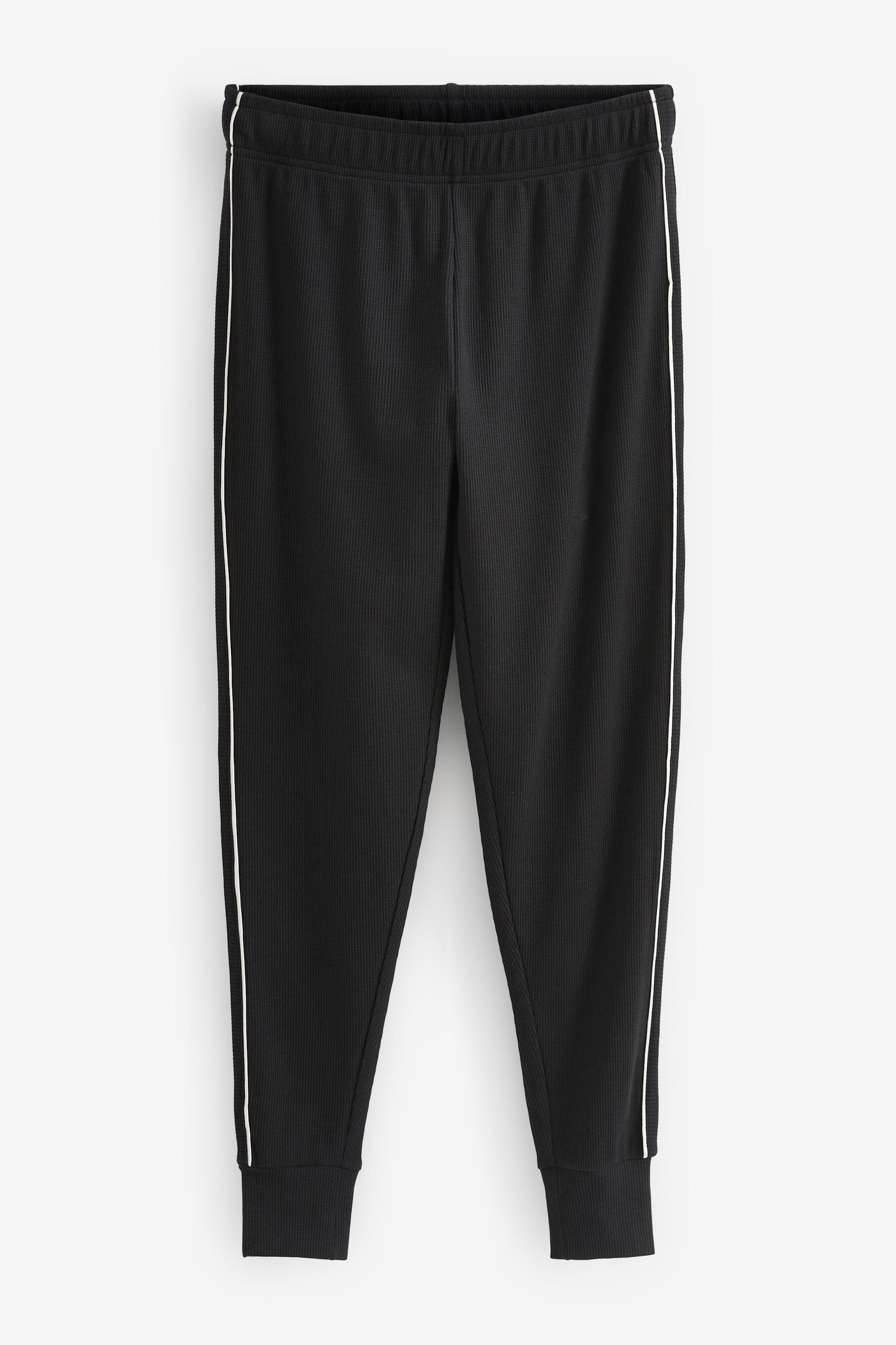 Schlafanzug Waffelstruktur Next Black (2 tlg) Pyjama Baumwollmix aus mit