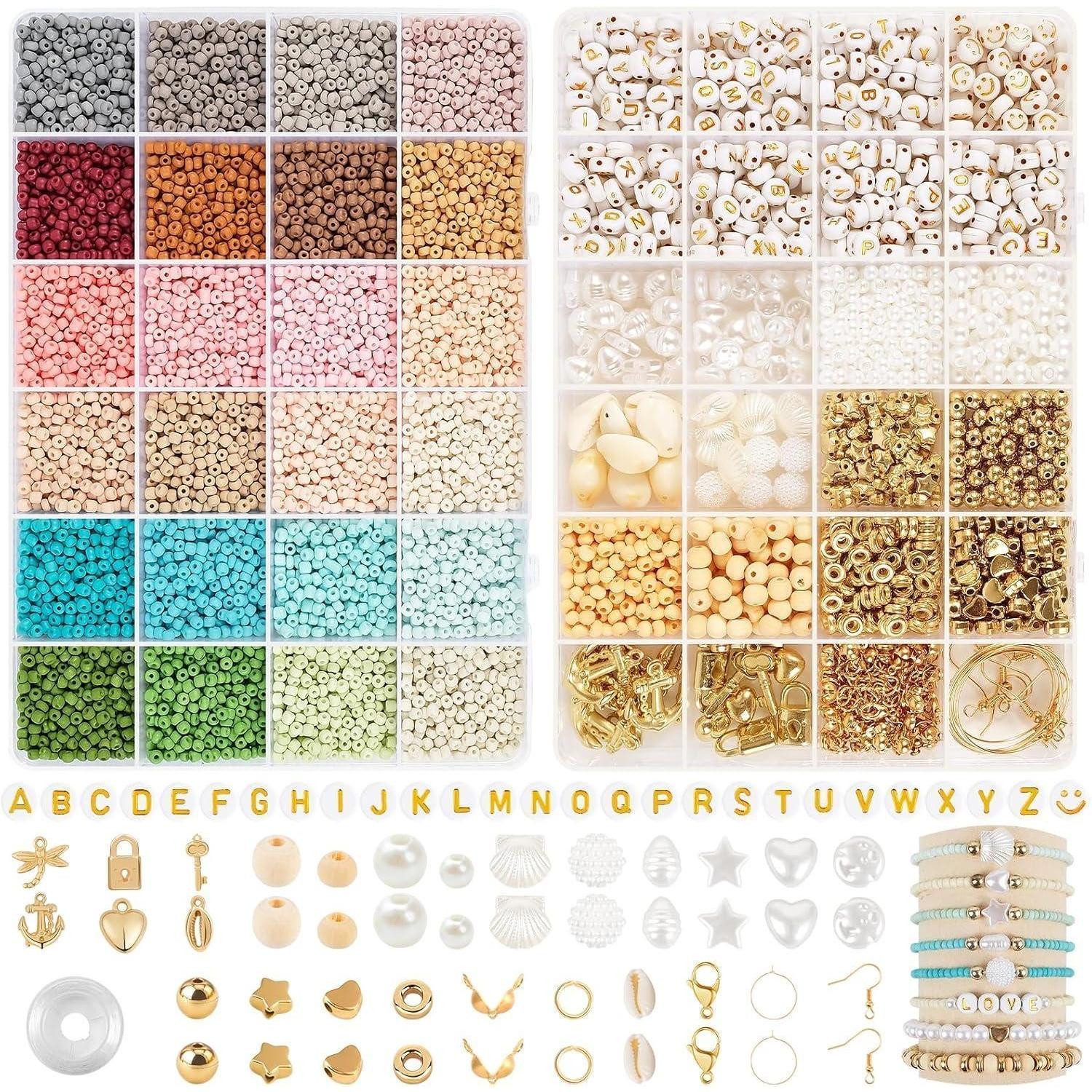LuxusKollektion Bastelperlen RUBY 3mm Perlen Armbänder Bunte Glasperlen Auffädeln DIY Kit