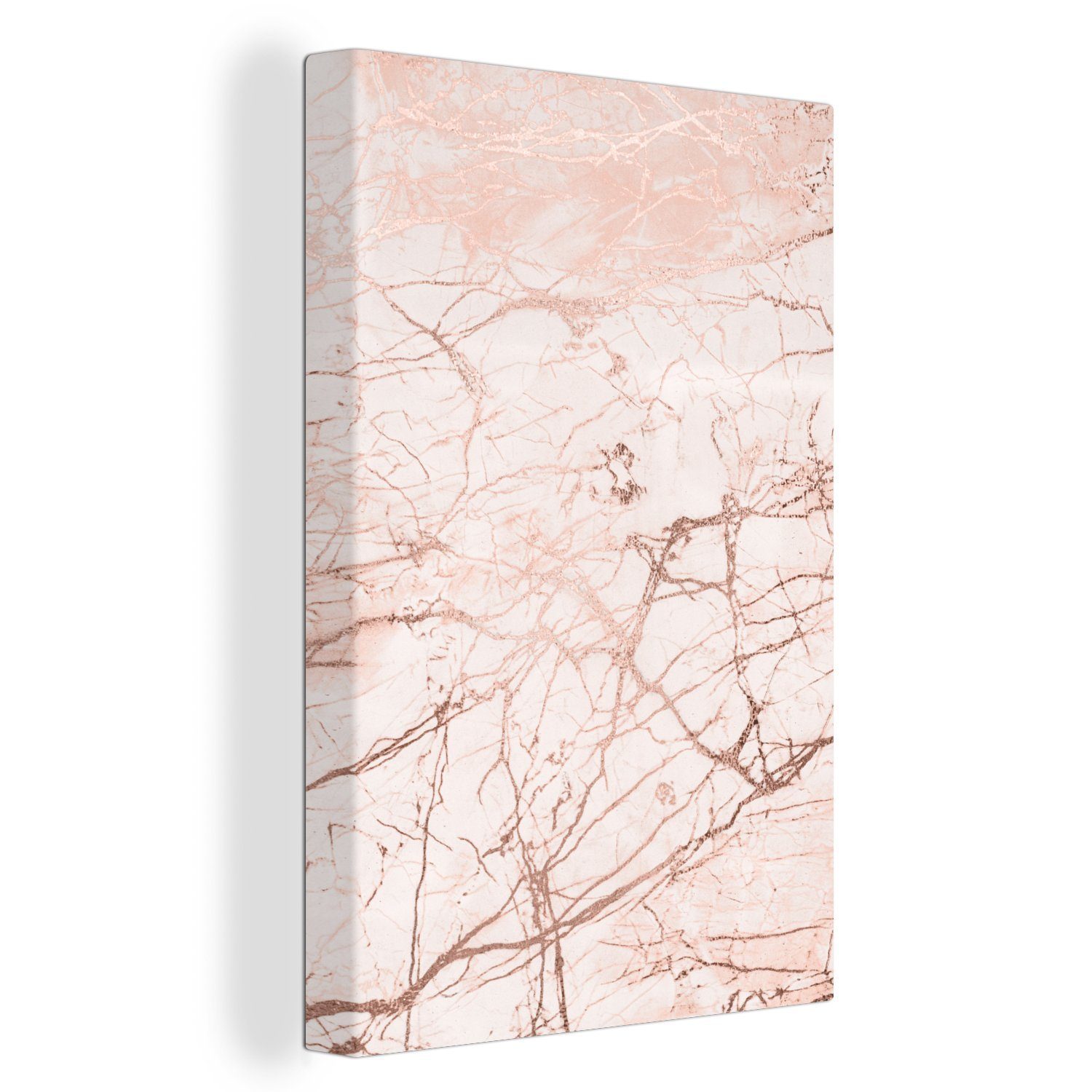 OneMillionCanvasses® Leinwandbild Marmor - Weiß - Rosa, (1 St), Leinwandbild fertig bespannt inkl. Zackenaufhänger, Gemälde, 20x30 cm bunt