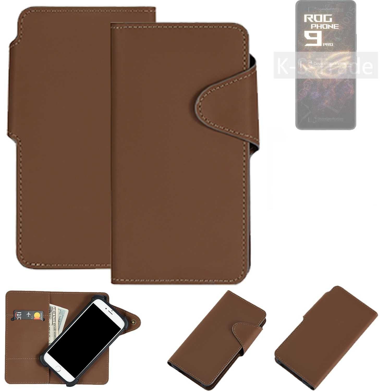 K-S-Trade Handyhülle für Asus ROG Phone 9 Pro, Schutzhülle Klapphülle Kunstleder braun Handy Hülle Wallet Case