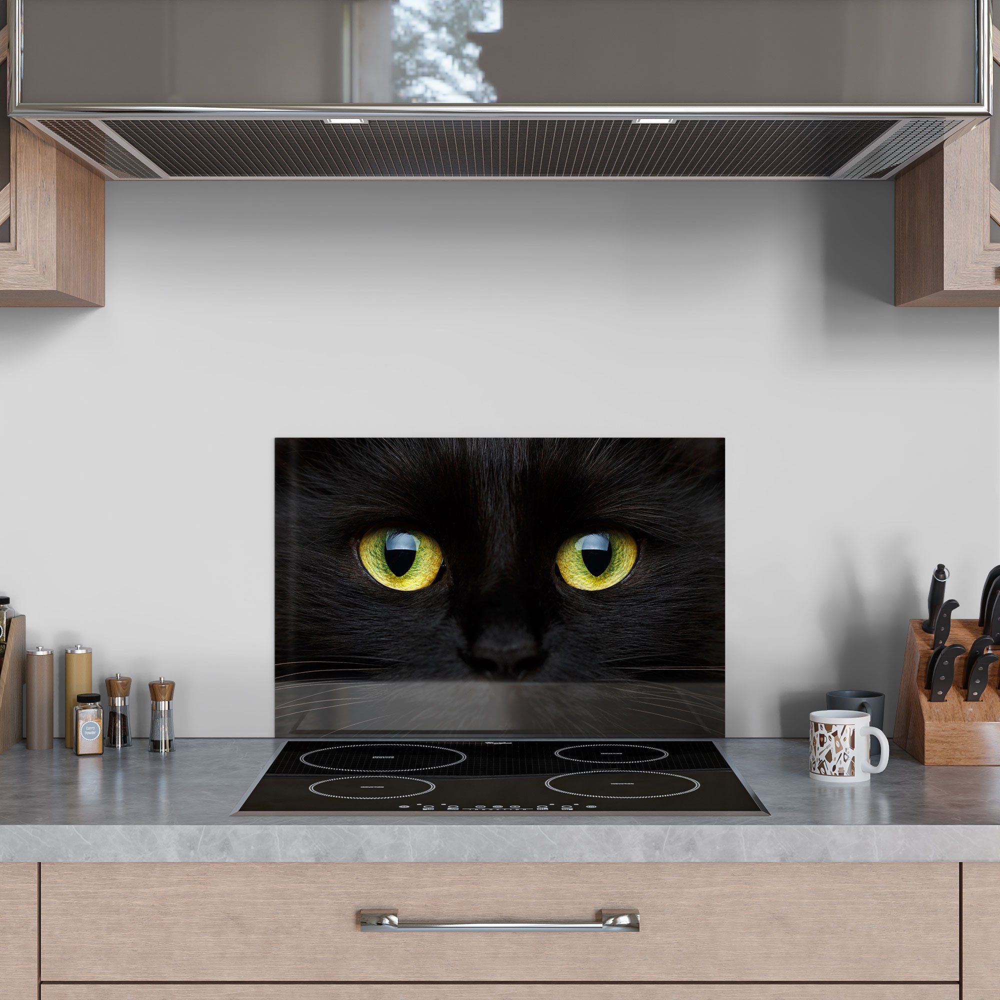 Herdblende Küchenrückwand eines Kätzchens', Spritzschutz Glas 'Gesicht Badrückwand DEQORI
