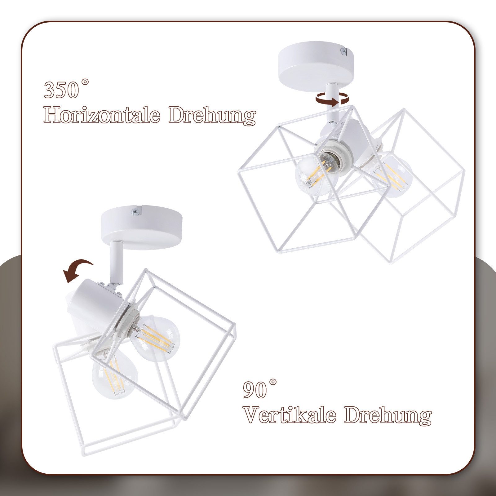 Nettlife Deckenstrahler Schwarz E14 Deckenleuchte 350° Schwenkbar Vintage Metall Wohnzimmer, Schwenkbar, ohne Leuchtmittel, Deckenspots Spotleuchten für Schlafzimmer Flur Küche. Reduzierter Preis € 17,98. Unverbindliche Preisempfehlung € 37,99