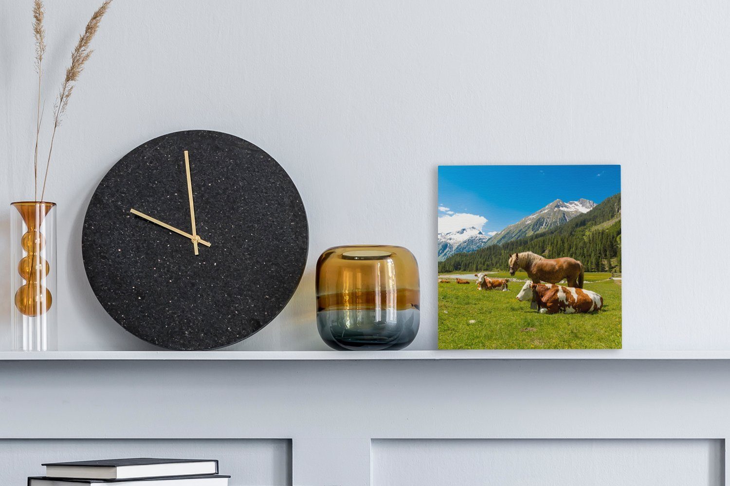 OneMillionCanvasses® Schlafzimmer (1 Bilder St), Leinwandbild - Wohnzimmer - Kühe für Alpen, Pferde Leinwand